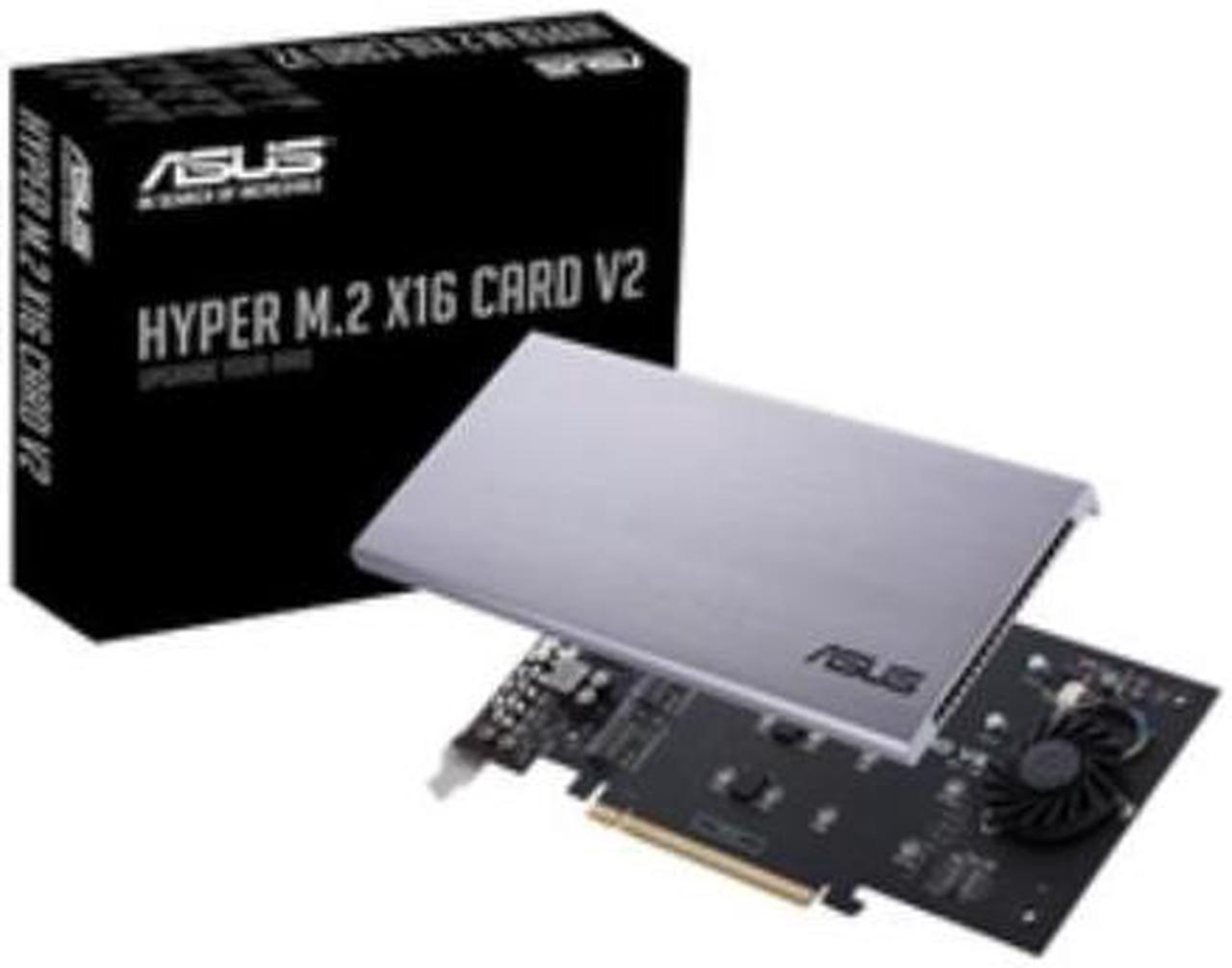 ASUS Hyper M.2 x16 PCIe 3.0 x4 Expansion Card V2 supports 4 NVMe M.2 (2242/2260/2280/22110) up to 128 Gbps for Intel VROC and AMD Ryzen Threadripper NVMe RAID