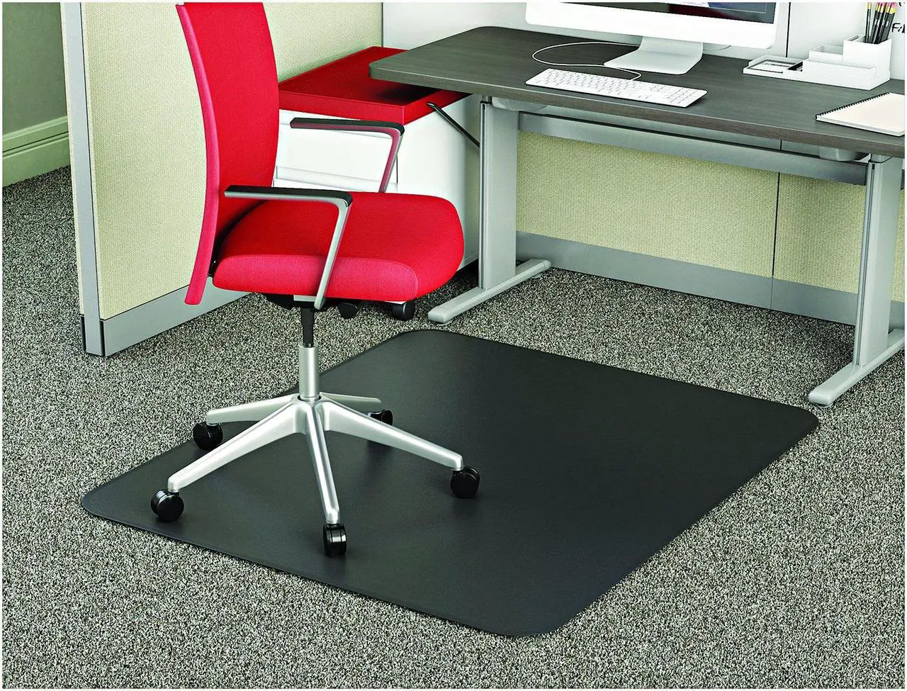 Alt view image 9 of 14 - Deflecto SuperMat Frequent Use Chair Mat Medium Pile Carpet Beveled 36 x 48 Black CM14142BLK