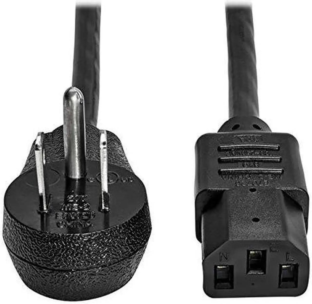 Main image of Tripp Lite Model P007-002-15D 2 ft. Desktop Computer Power Cord, Right-Angle 5-15P to C13 - Heavy Duty, 15A, 125V, 14 AWG, 2 ft. Black