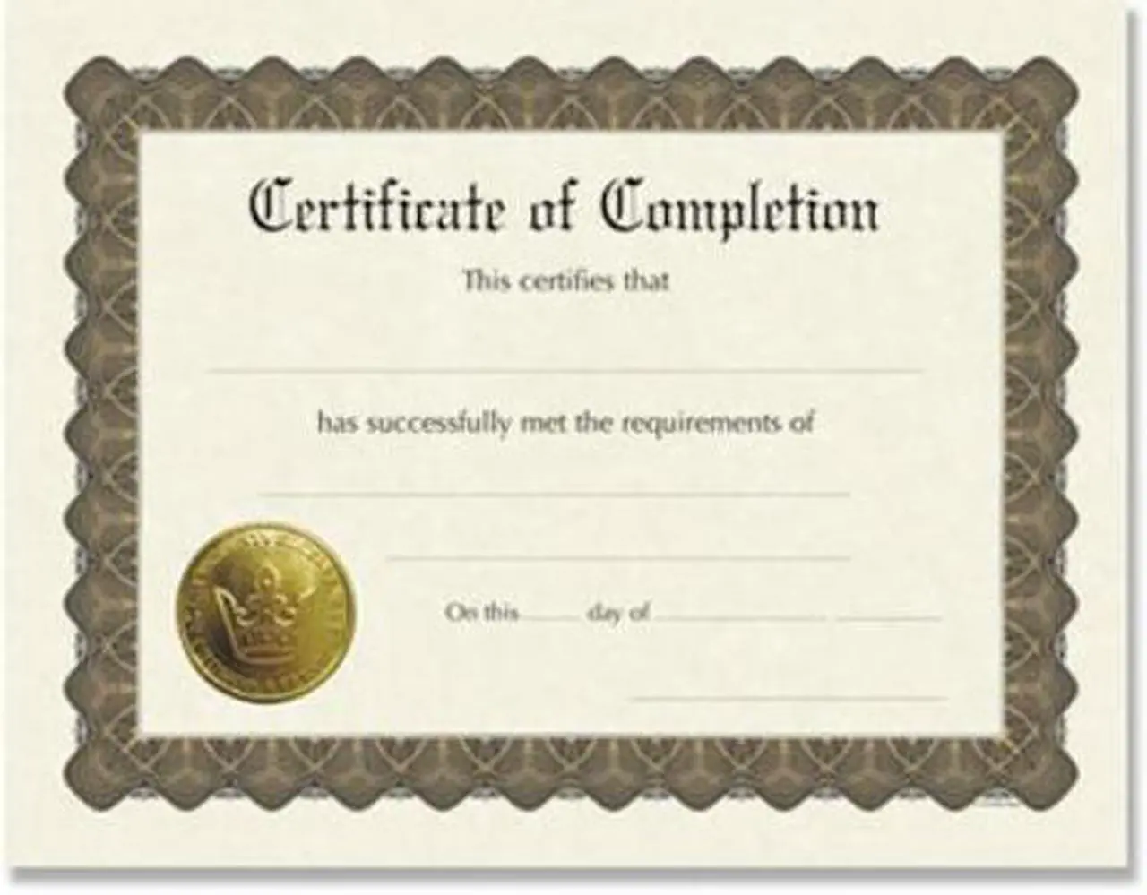 Main image of Masterpiece Studios 930400 Completion Stock Certificate- 6