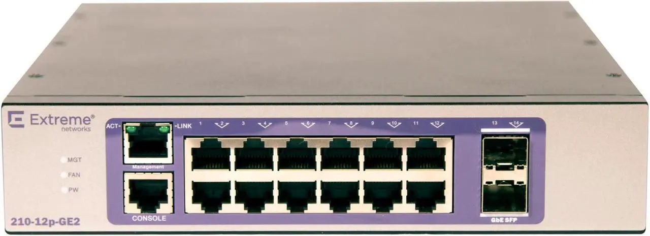 Alt view image 3 of 8 - Extreme Networks - 16567 - Extreme Networks 210-12p-GE2 Ethernet Switch - 12 Ports - Manageable - 3 Layer Supported -