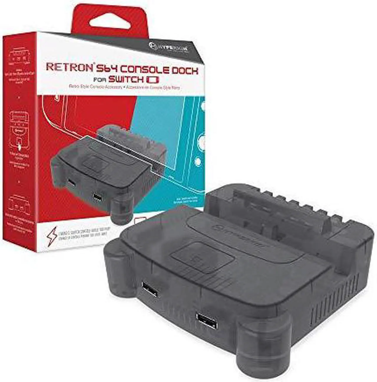 Alt view image 6 of 12 - Hyperkin RetroN S64 Console Dock for Switch (Smoke Gray) - Nintendo Switch