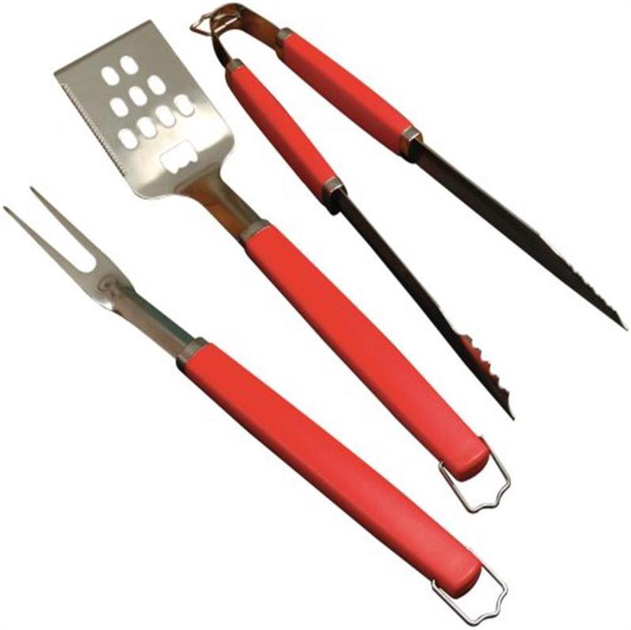 Alt view image 2 of 6 - Charcoal Companion Perfect Chef 3-piece Barbecue Tool Set with Red Handle