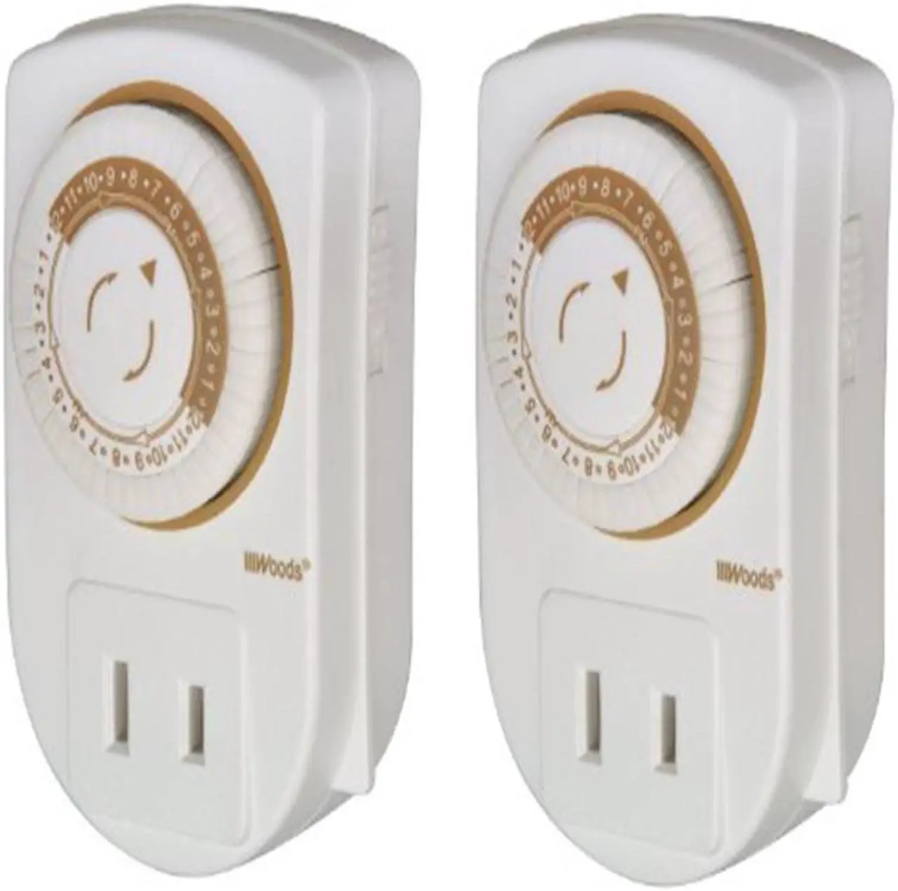 Alt view image 4 of 12 - Woods Slim Fit Simple Set Indoor Digital Daily Lamp Timer, White 2-Pack