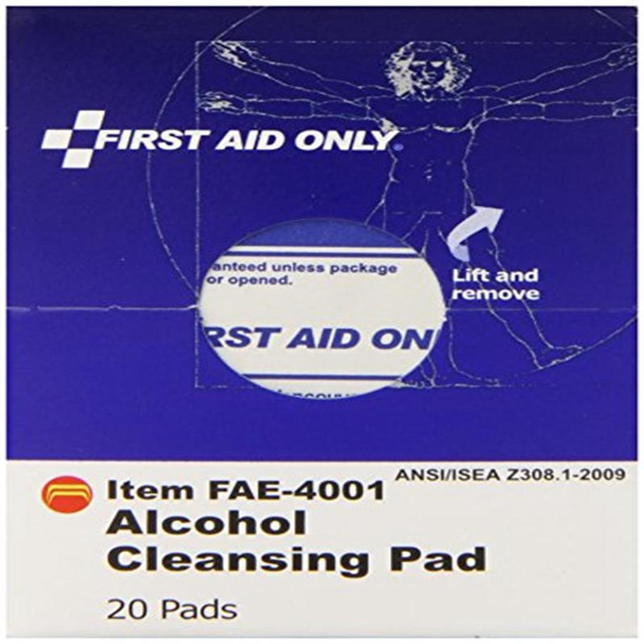 Alt view image 2 of 10 - First Aid Only Inc Alcohol Cleansing Pads 20/BX White FAE4001