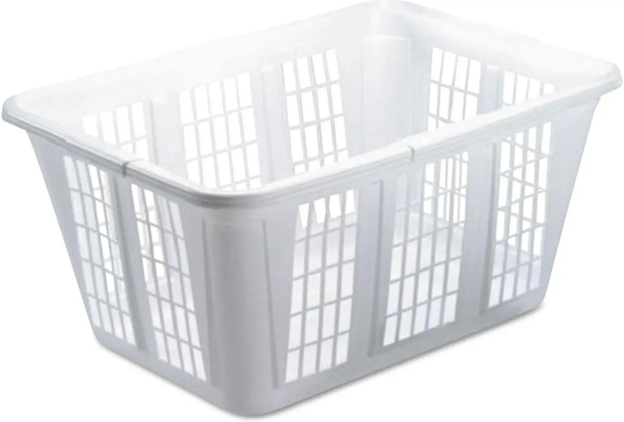 Alt view image 2 of 9 - Rubbermaid Laundry Basket 10 7/8w x 22 1/2d x 16 1/2h Plastic White 8/Carton