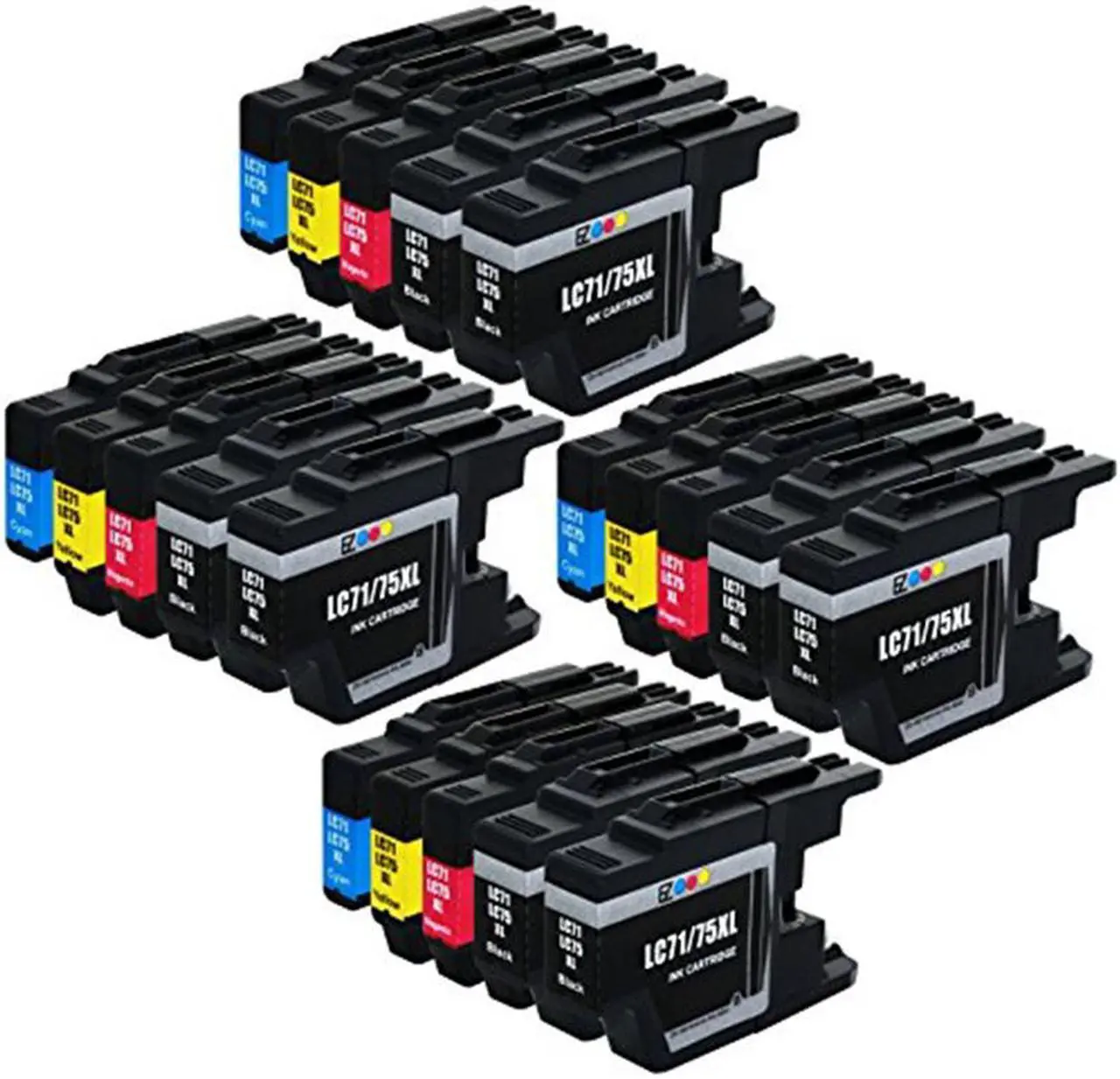 Alt view image 3 of 4 - E-Z Ink ™ Compatible Ink Cartridge Replacement For Brother LC75 LC-75 LC-75XL High Yield (20) Pack (8 Black, 4 Cyan, 4 Magenta, 4 Yellow) LC75BK LC75C LC75M LC75Y