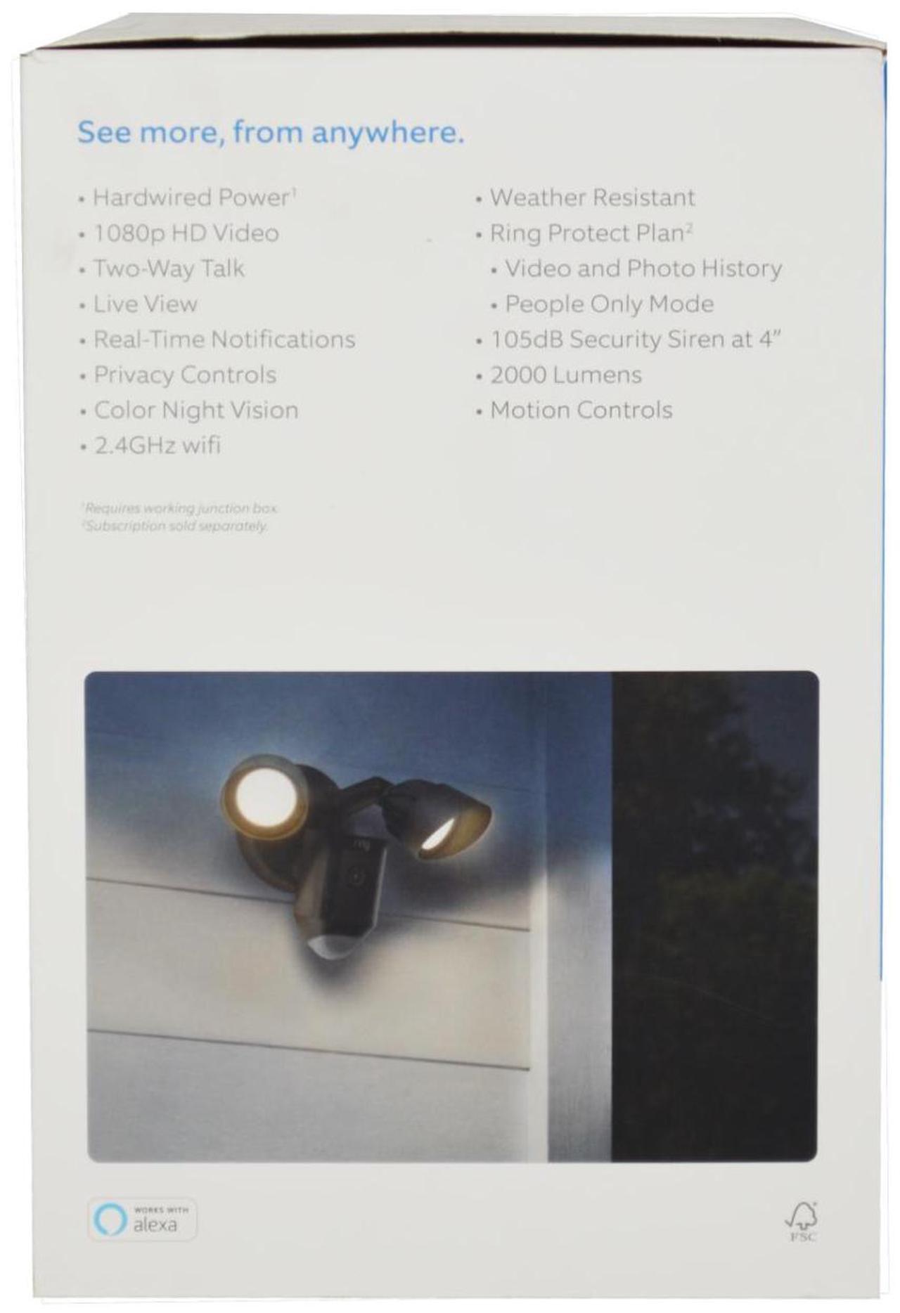 Alt view image 11 of 20 - RING Floodlight Cam Wired Plus Motion-Activated 1080p HD Black