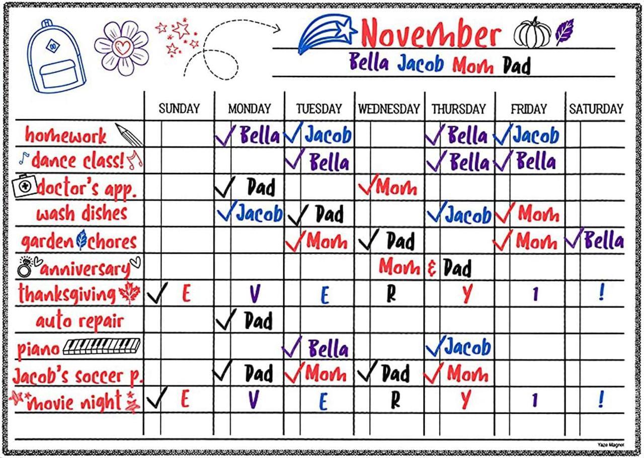 Main image of Magnetic Dry Erase Board For Kids Chores Whiteboard Weekly Chore Chart 17X12''