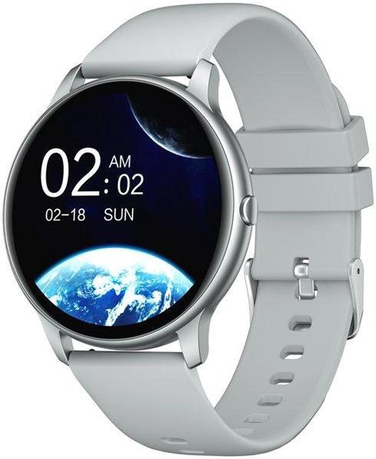 Main image of Round Smart Watch Android Compatible Touchscreen Fitness Tracker IP68 Grey