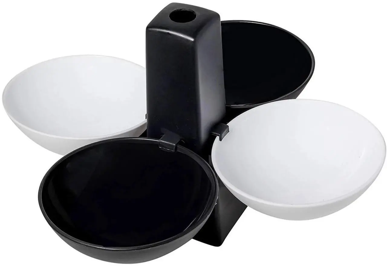 Alt view image 4 of 4 - Altatac Sports Party Serving Bowls, 2 Black, 2 White Bowls and Stand