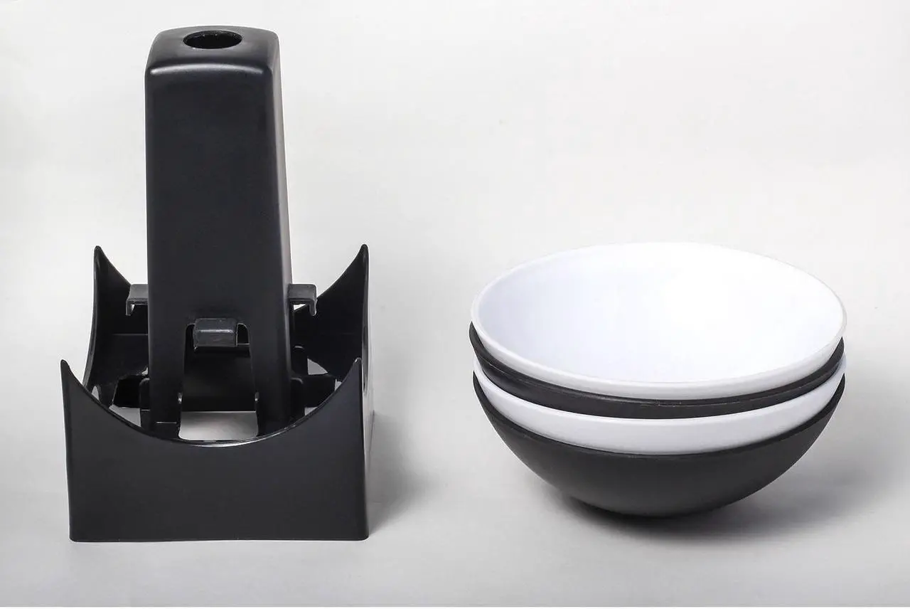 Alt view image 2 of 4 - Altatac Sports Party Serving Bowls, 2 Black, 2 White Bowls and Stand