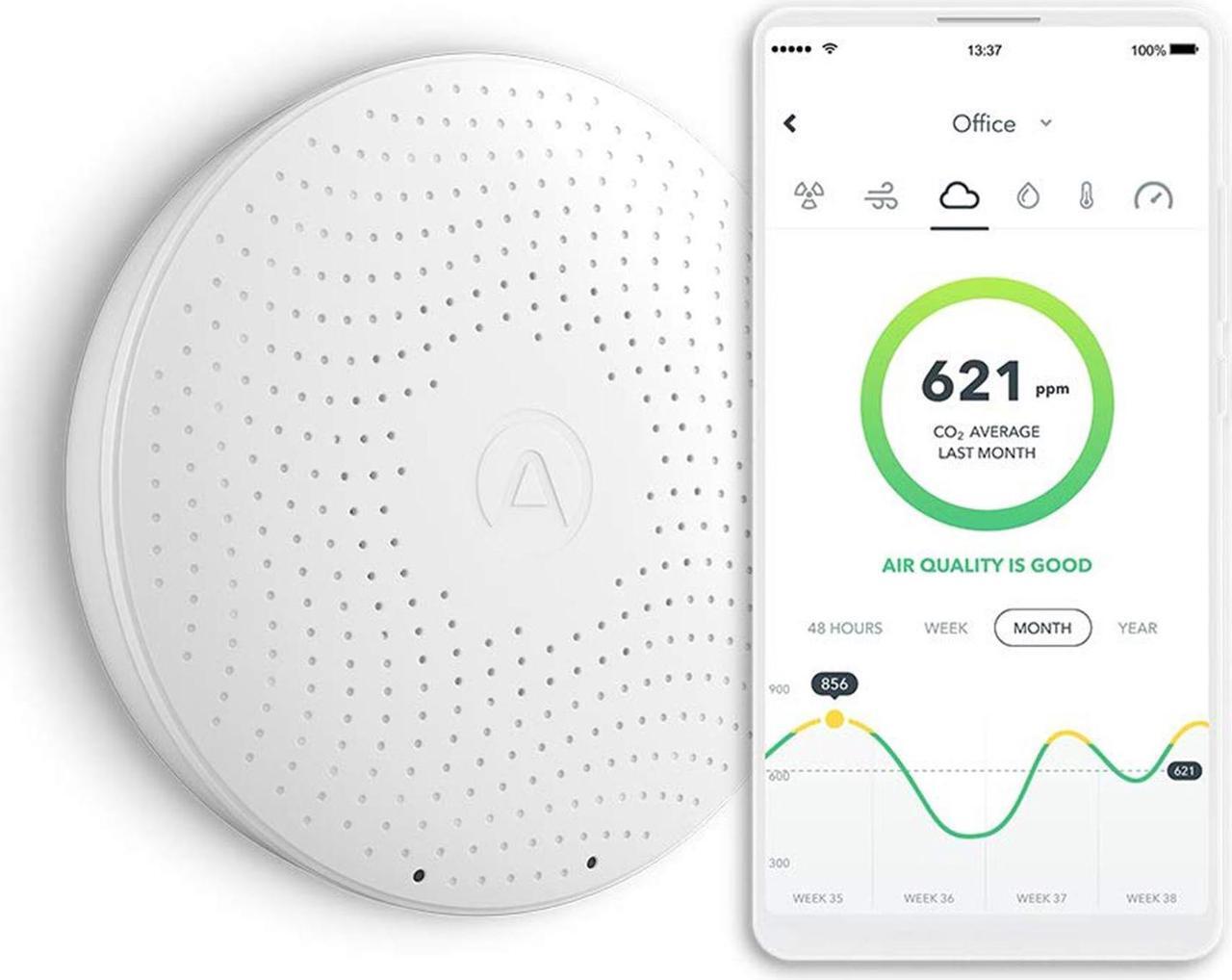 Main image of Airthings Wave Plus Indoor Air Monitor w/ Radon Detection App & Web Dashboard