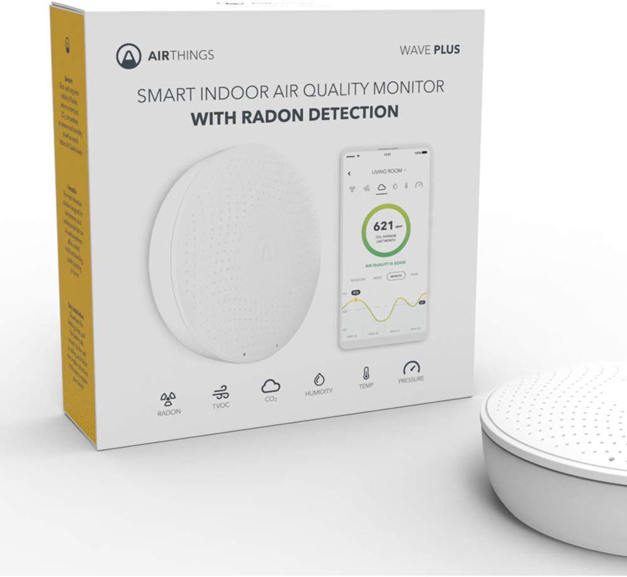 Alt view image 4 of 15 - Airthings Wave Plus Indoor Air Monitor w/ Radon Detection App & Web Dashboard