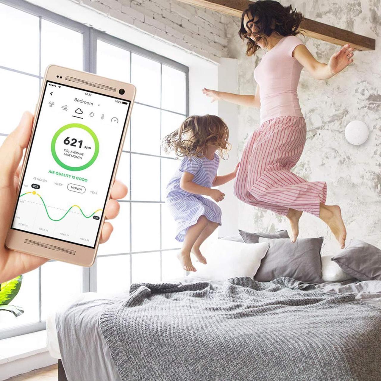 Alt view image 6 of 15 - Airthings Wave Plus Indoor Air Monitor w/ Radon Detection App & Web Dashboard