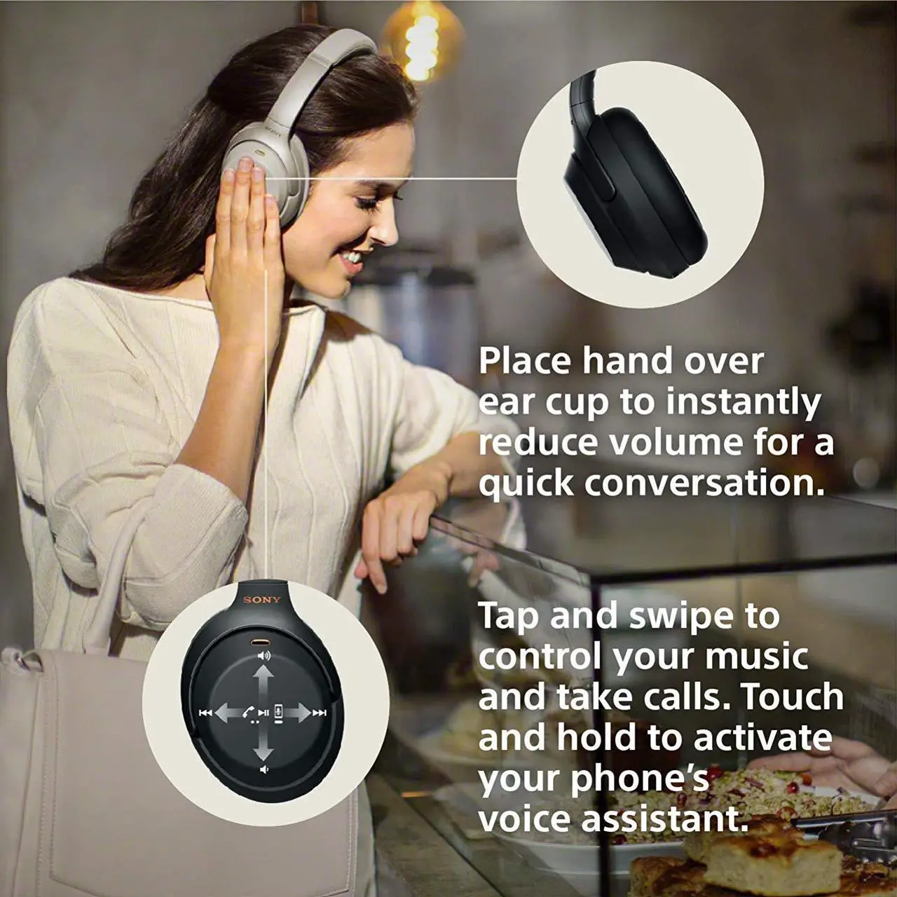 Alt view image 15 of 20 - Sony WH-1000XM3/B Wireless Industry-Leading Noise-Cancelling Over-Ear Headphones (Black)