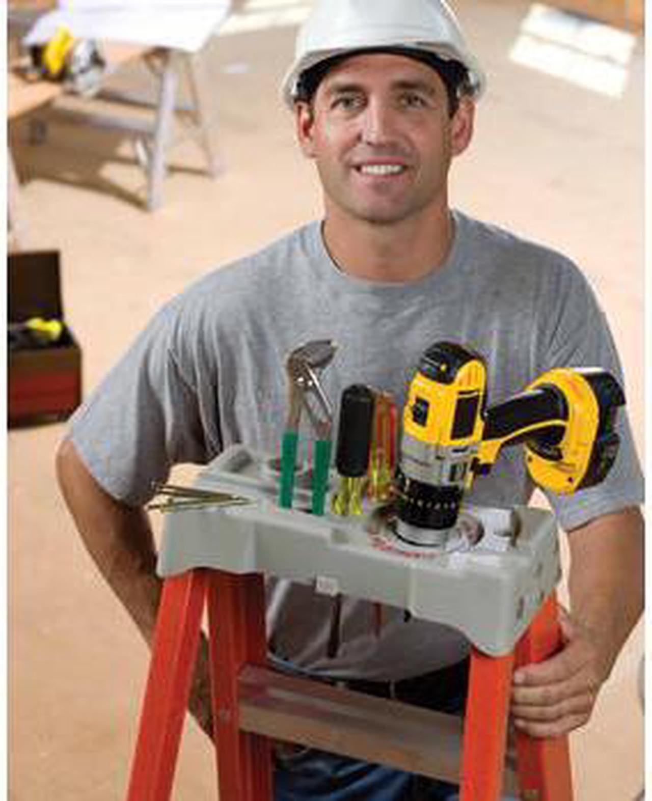 Alt view image 3 of 20 - Louisville Fiberglass Heavy Duty Step Ladder 50" 3-Step Orange FS1504