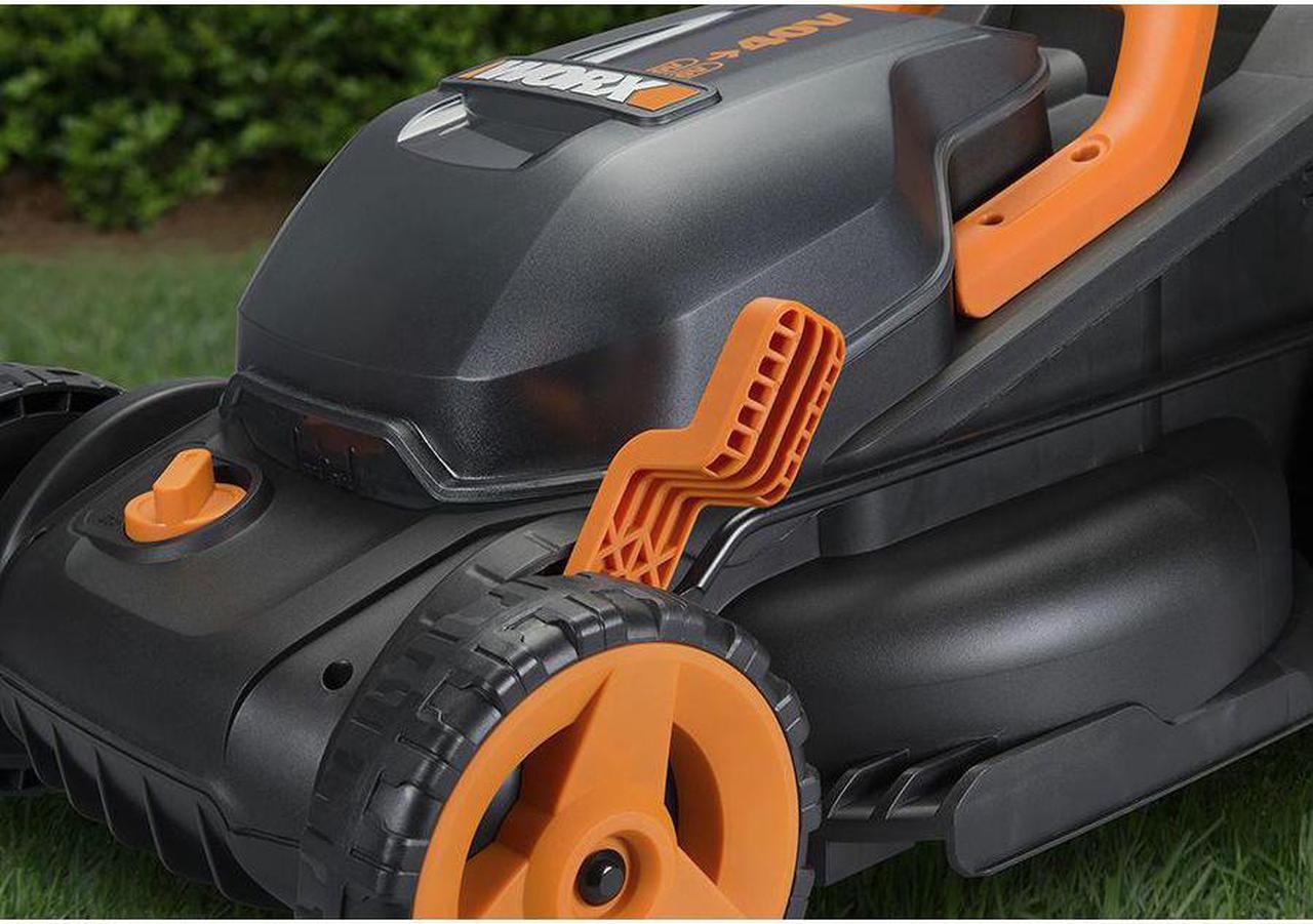 Alt view image 6 of 17 - WORX - WG779 - Worx WG779 40V 14 Inch Power Share Cordless Intellicut Mulching Lawn Mower Kit