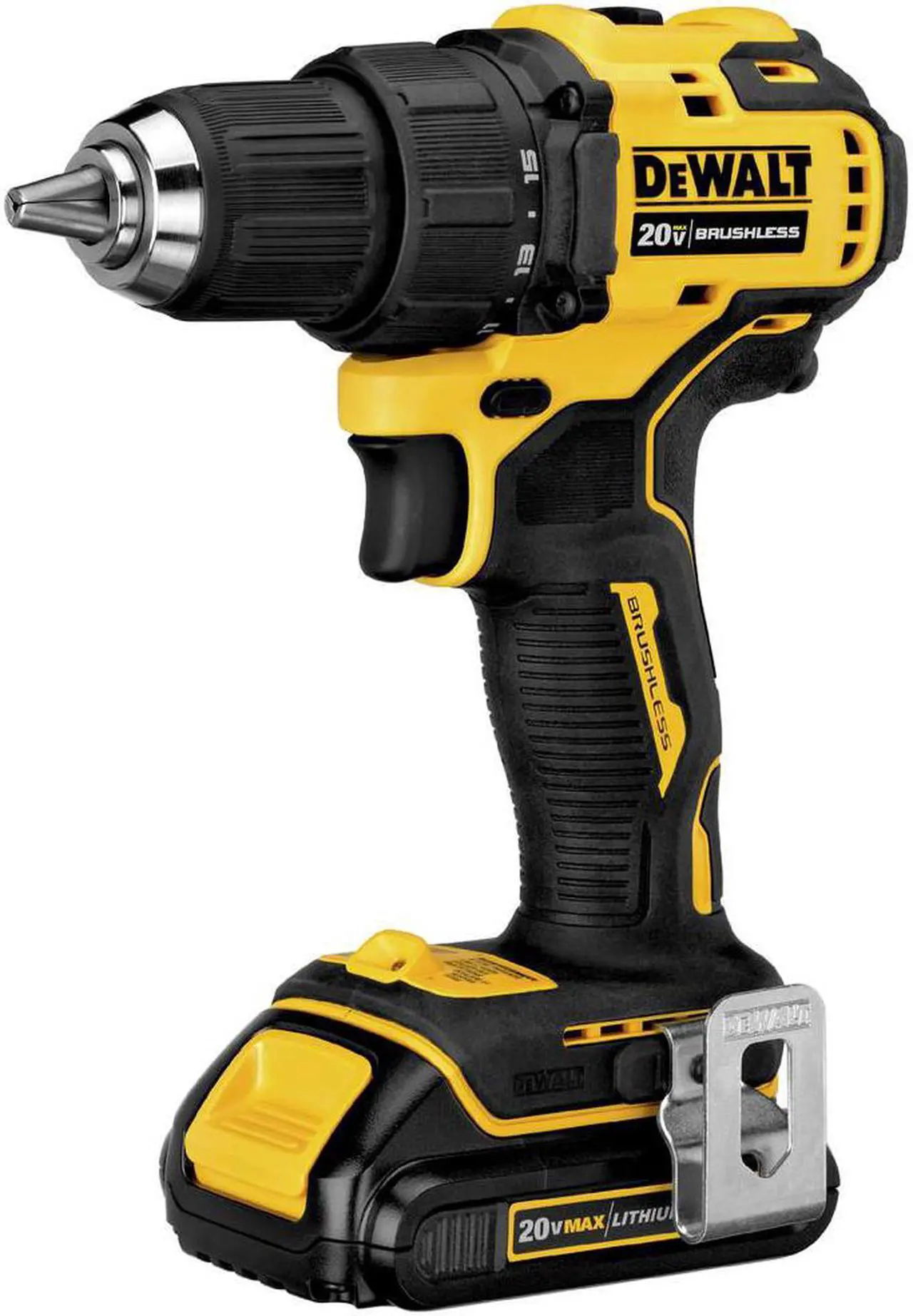 Alt view image 2 of 7 - Dewalt DCD708C2 20V MAX ATOMIC Brushless Compact Lithium-Ion 1/2 in. Cordless Drill Driver Kit with 2 Batteries