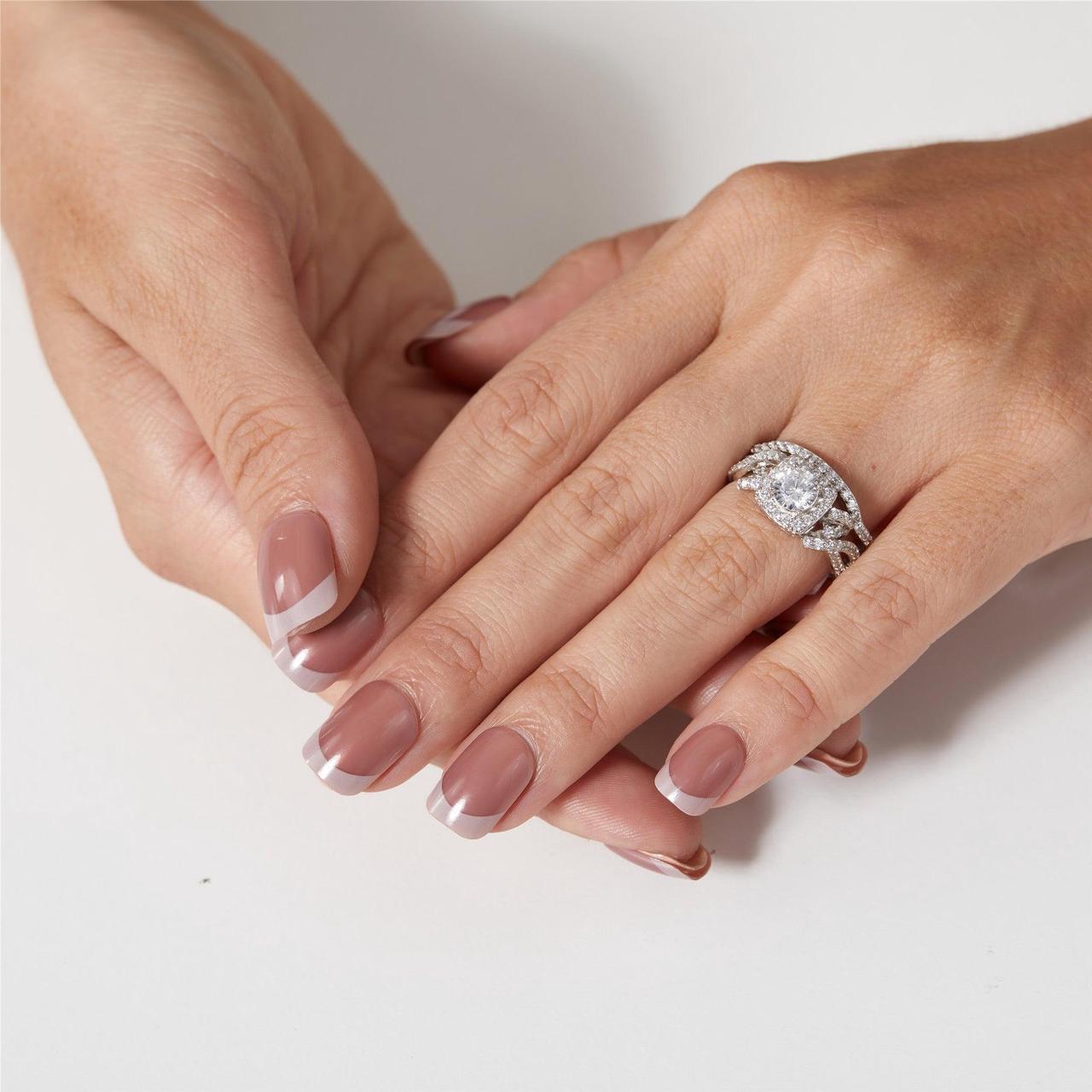 Alt view image 5 of 7 - Mabella Infinity Wedding Rings Set for Women 925 Sterling Silver Cubic Zirconia Round Cut Halo CZ Eternity Engagement Bridal Set Gifts for Her