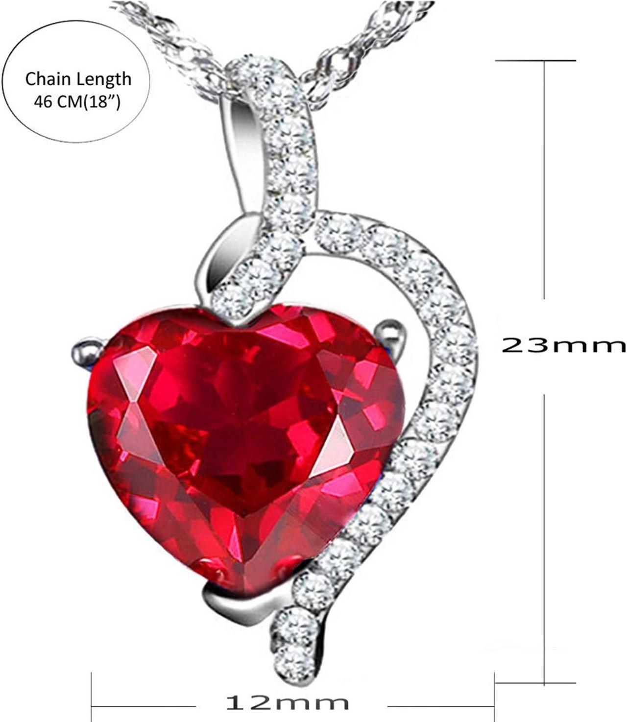 Alt view image 6 of 7 - Mabella 925 Sterling Silver Simulated Blue Sapphire Heart Pendant Necklace, Birthday Gifts for Women