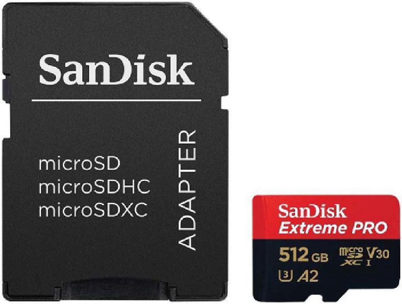 SanDisk Extreme Pro - Flash memory card - 512 GB - A2 / Video Class V30 / UHS-I U3 / Class10 - microSDXC UHS-I