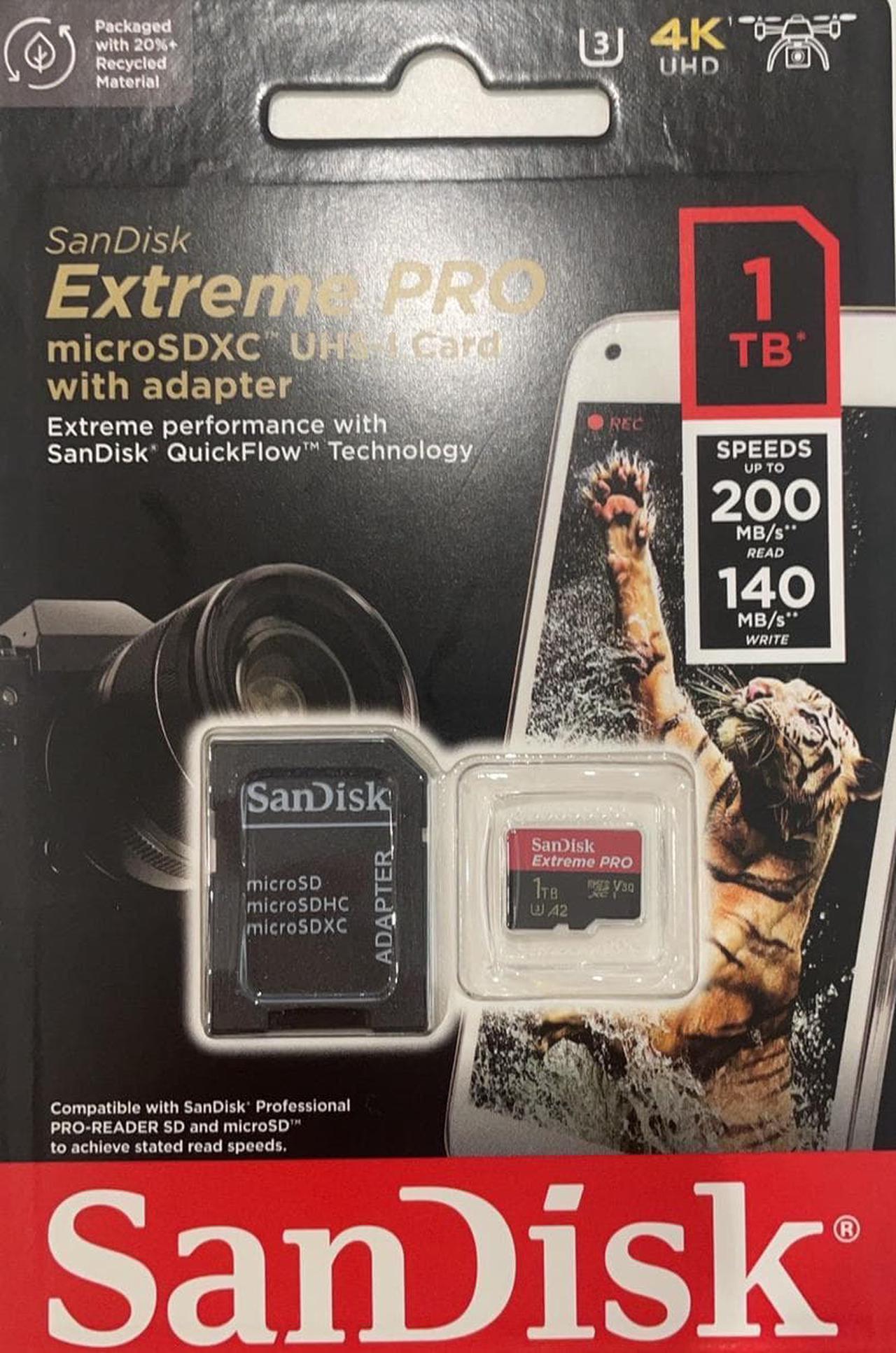 Alt view image 5 of 9 - SanDisk Extreme Pro - Flash memory card - 1TB - A2 / Video Class V30 / UHS-I U3 / Class10 - microSDXC UHS-I SDSQXCZ-1T00