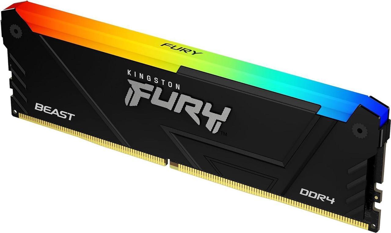 Kingston FURY Beast 3600 32GB 3600MT/s DDR4 CL18 Desktop Memory Single Module, Intel XMP, AMD Ryzen, Plug and Play, RGB Infrared Syncing KF436C18BB2A/32