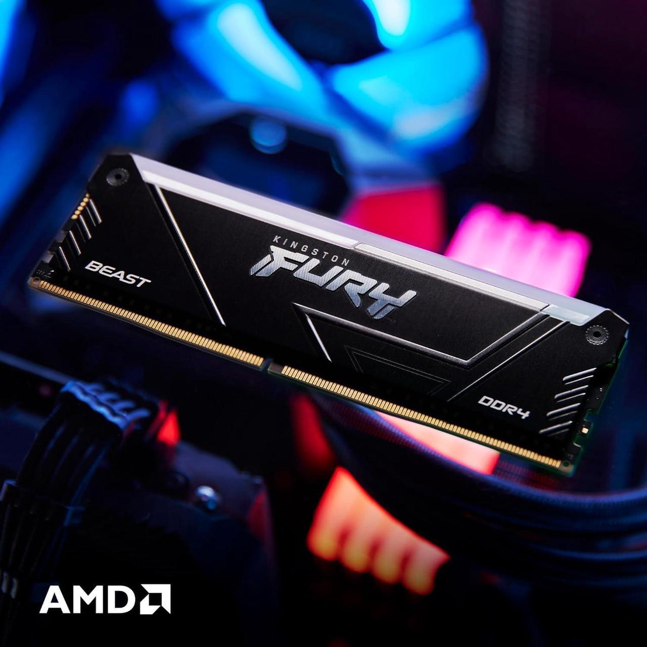 Alt view image 4 of 9 - Kingston FURY Beast RGB 128GB (4x32GB) 3200 3200MT/s DDR4 CL16 Desktop Memory Kit of 4, Intel XMP, AMD Ryzen, Plug n Play, RGB Infrared Syncing KF432C16BB2AK4/128