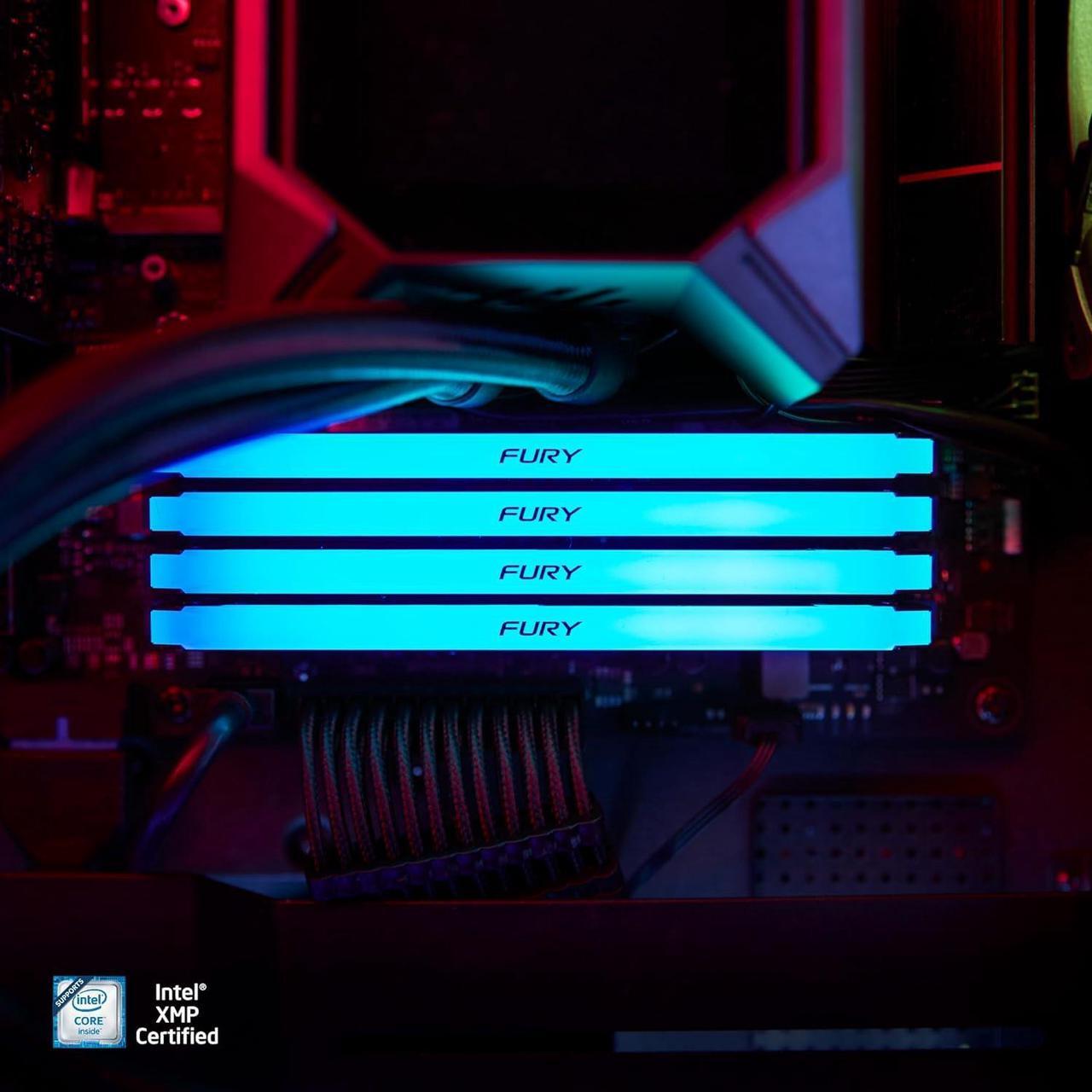 Alt view image 5 of 9 - Kingston FURY Beast RGB 128GB (4x32GB) 3200 3200MT/s DDR4 CL16 Desktop Memory Kit of 4, Intel XMP, AMD Ryzen, Plug n Play, RGB Infrared Syncing KF432C16BB2AK4/128