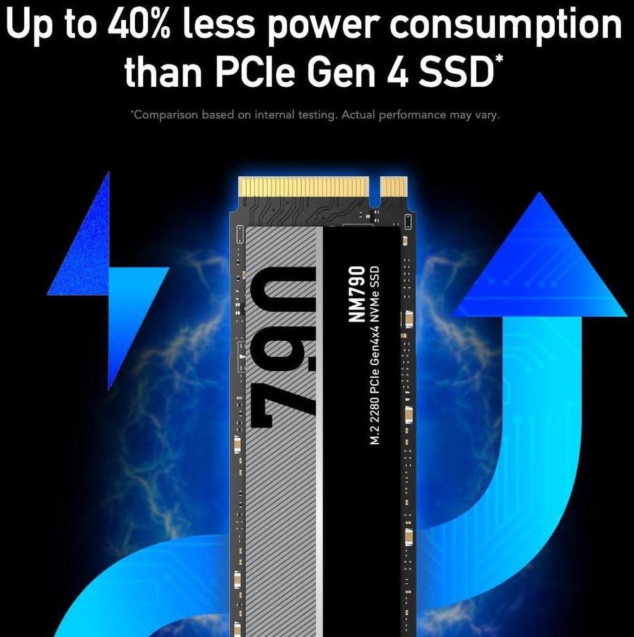 Alt view image 5 of 8 - Lexar 1TB NM790 SSD PCIe Gen4 NVMe M.2 2280 Internal Solid State Drive, Up to 7400/6500 MB/s Read/Write, Compatible with PS5, for Gamers and Creators, Black (LNM790X001T-RNNNU)