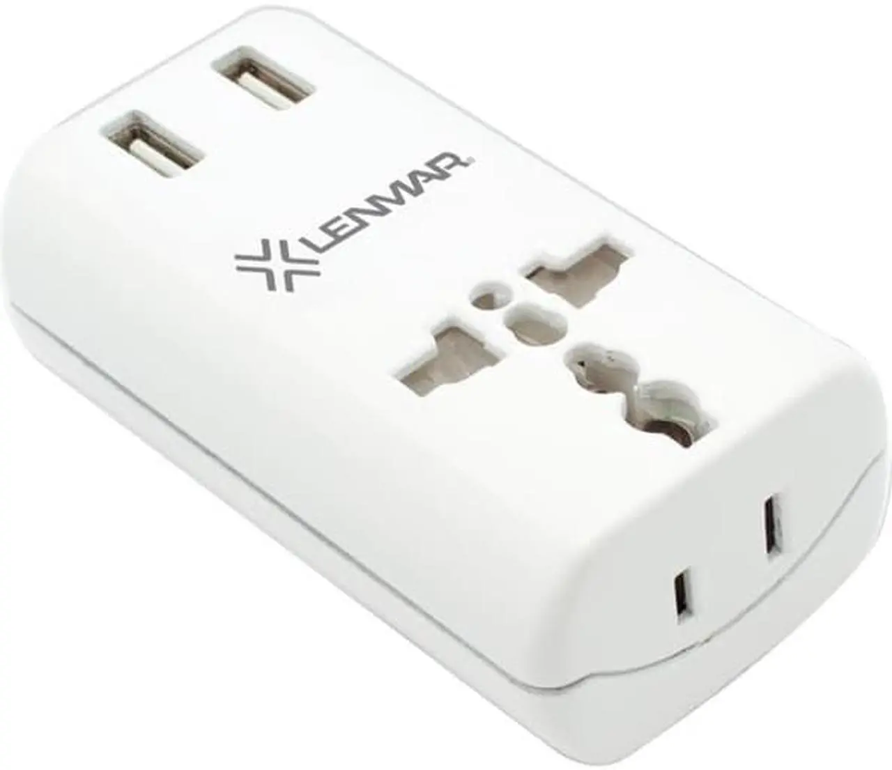 Alt view image 3 of 6 - Lenmar Ac150usbw Ultra Compact All-in-one Travel Adapter With Usb Port (white)