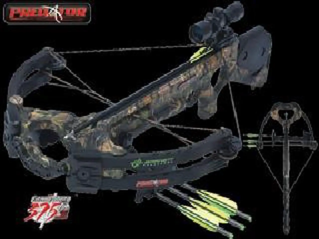 Alt view image 6 of 13 - Barnett 78015 Predator AVI Crossbow Package 4x32 Scope Quiver Bolts