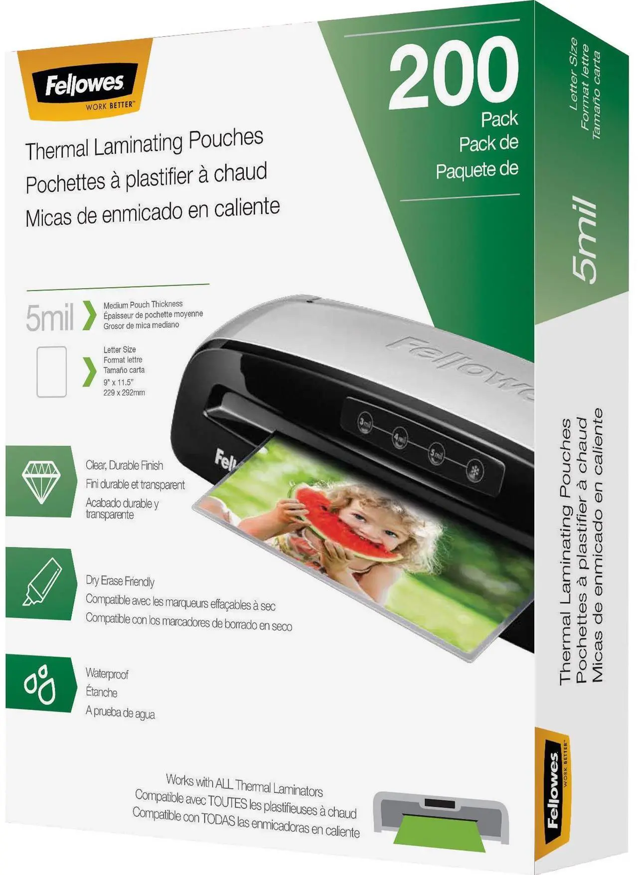 Alt view image 10 of 20 - Fellowes Laminating Pouches Letter Size Hot Pouch 9 x 11.5 5 mil 200 pack 5743601