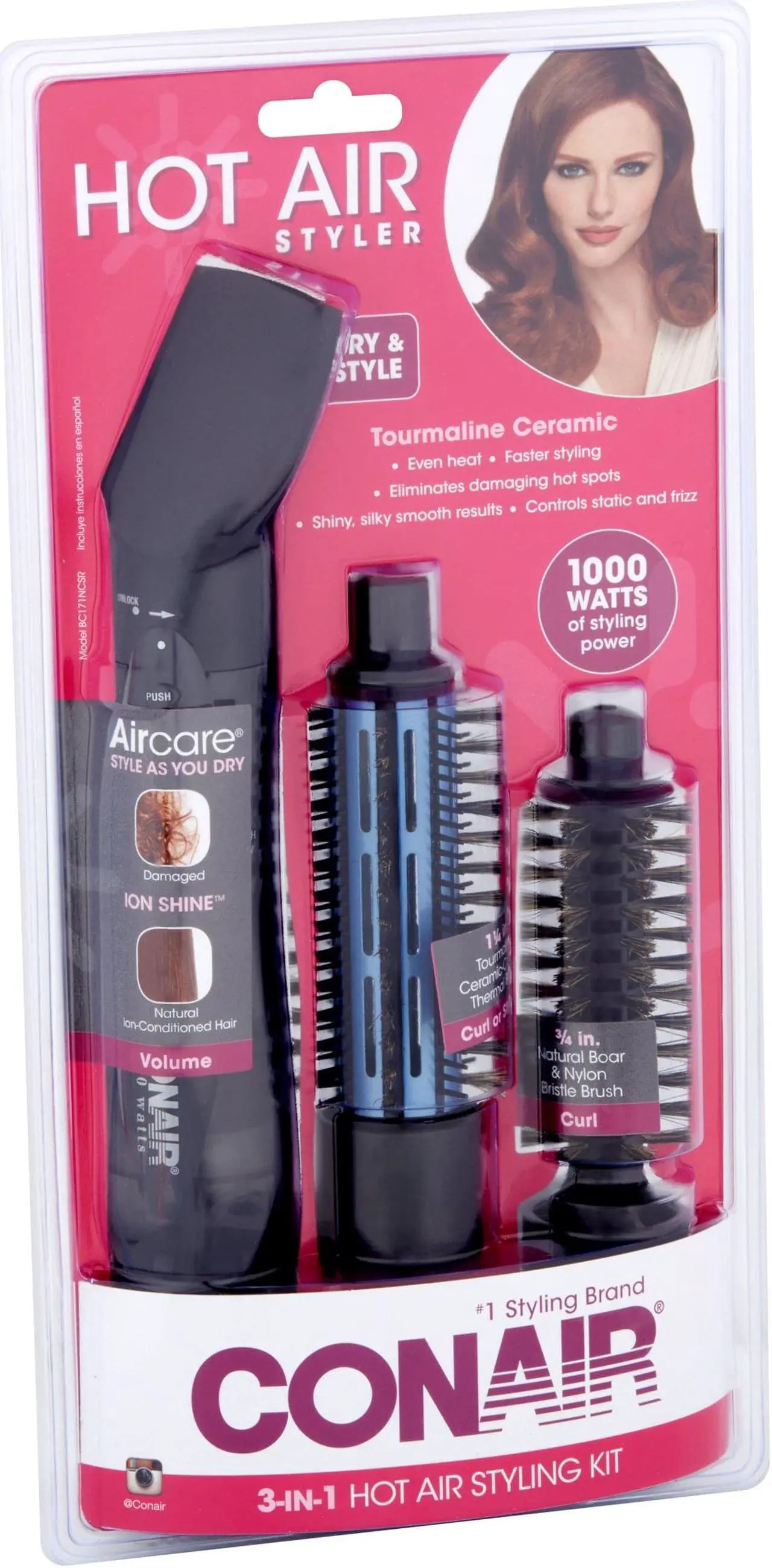 Alt view image 5 of 5 - CONAIR BC171NCSR 3 in 1 Tourmaline Ceramic Hot Air Brush