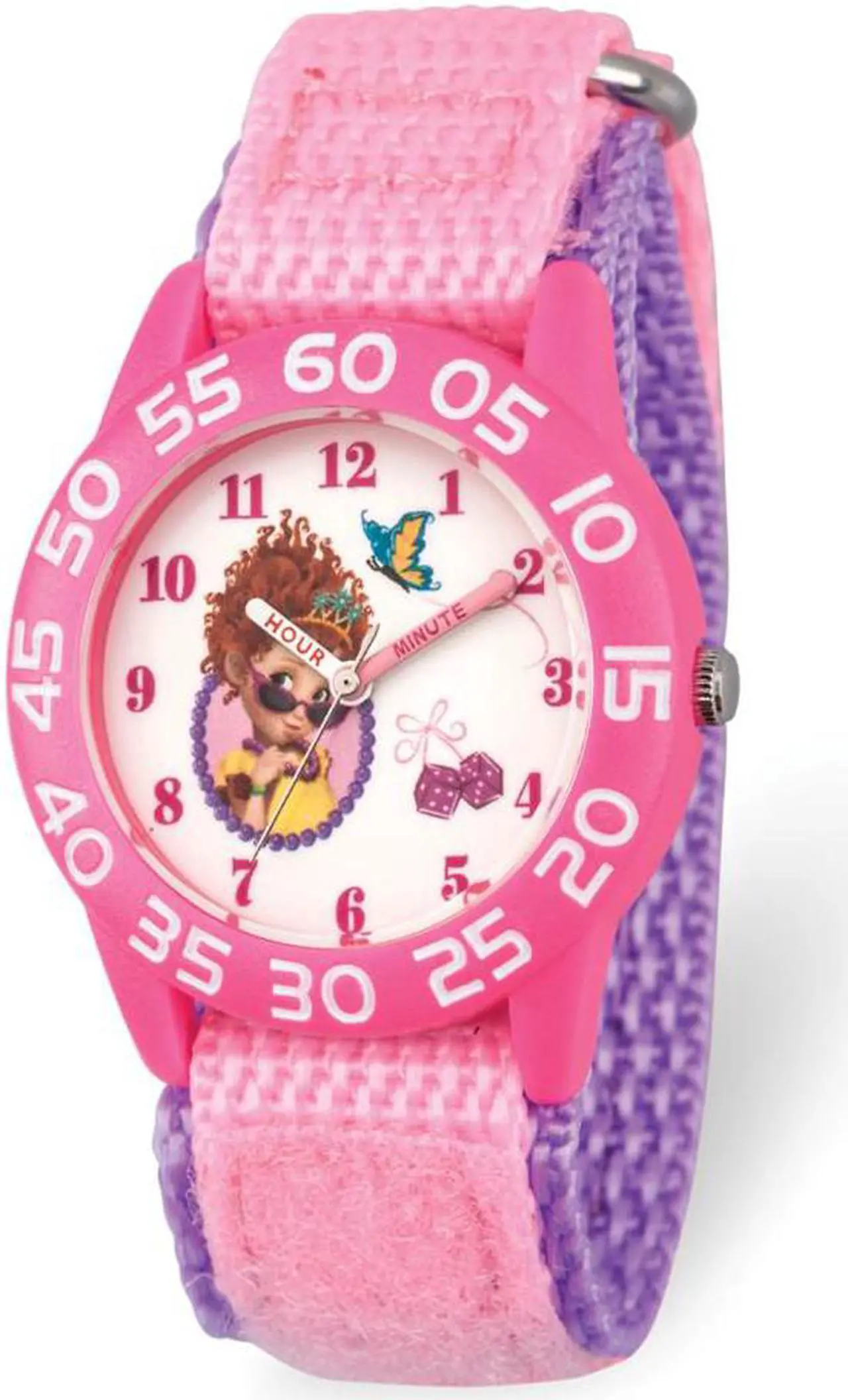Main image of Disney Girls Fancy Nancy Pink Nylon Band Time Teacher Watch