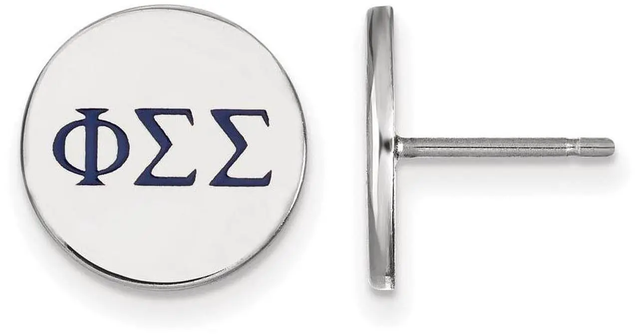 Main image of Sterling Silver Phi Sigma Sigma Enamel Greek Letters Post Earrings