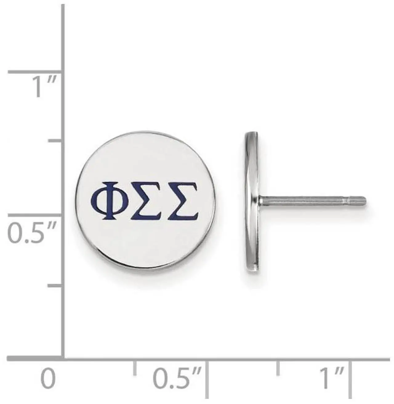 Alt view image 2 of 9 - Sterling Silver Phi Sigma Sigma Enamel Greek Letters Post Earrings