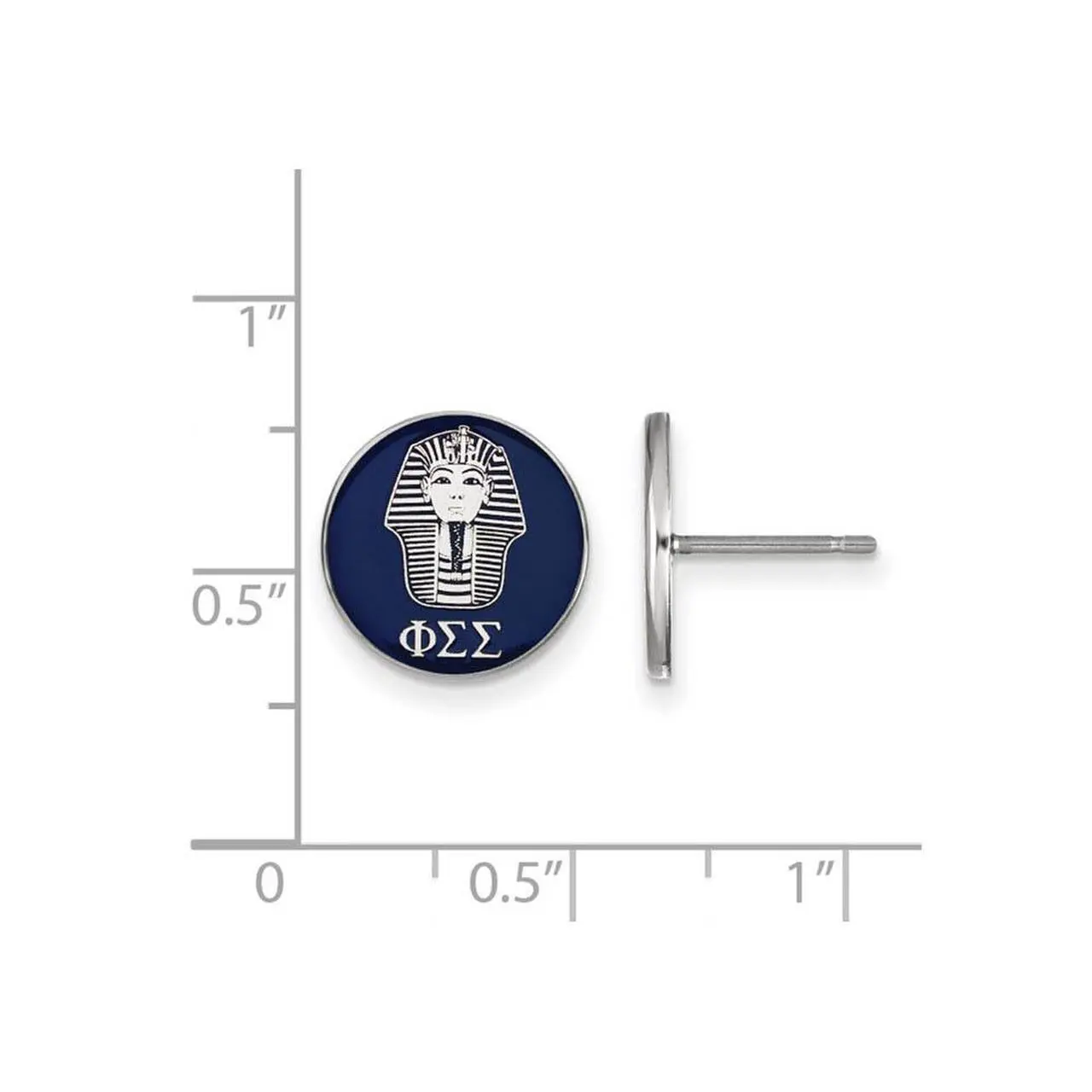 Alt view image 2 of 9 - Sterling Silver Phi Sigma Sigma Blue Enamel Logo Post Earrings