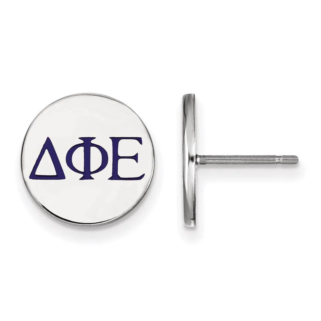 Alt view image 4 of 8 - Sterling Silver LogoArt Delta Phi Epsilon Enameled Post Earrings