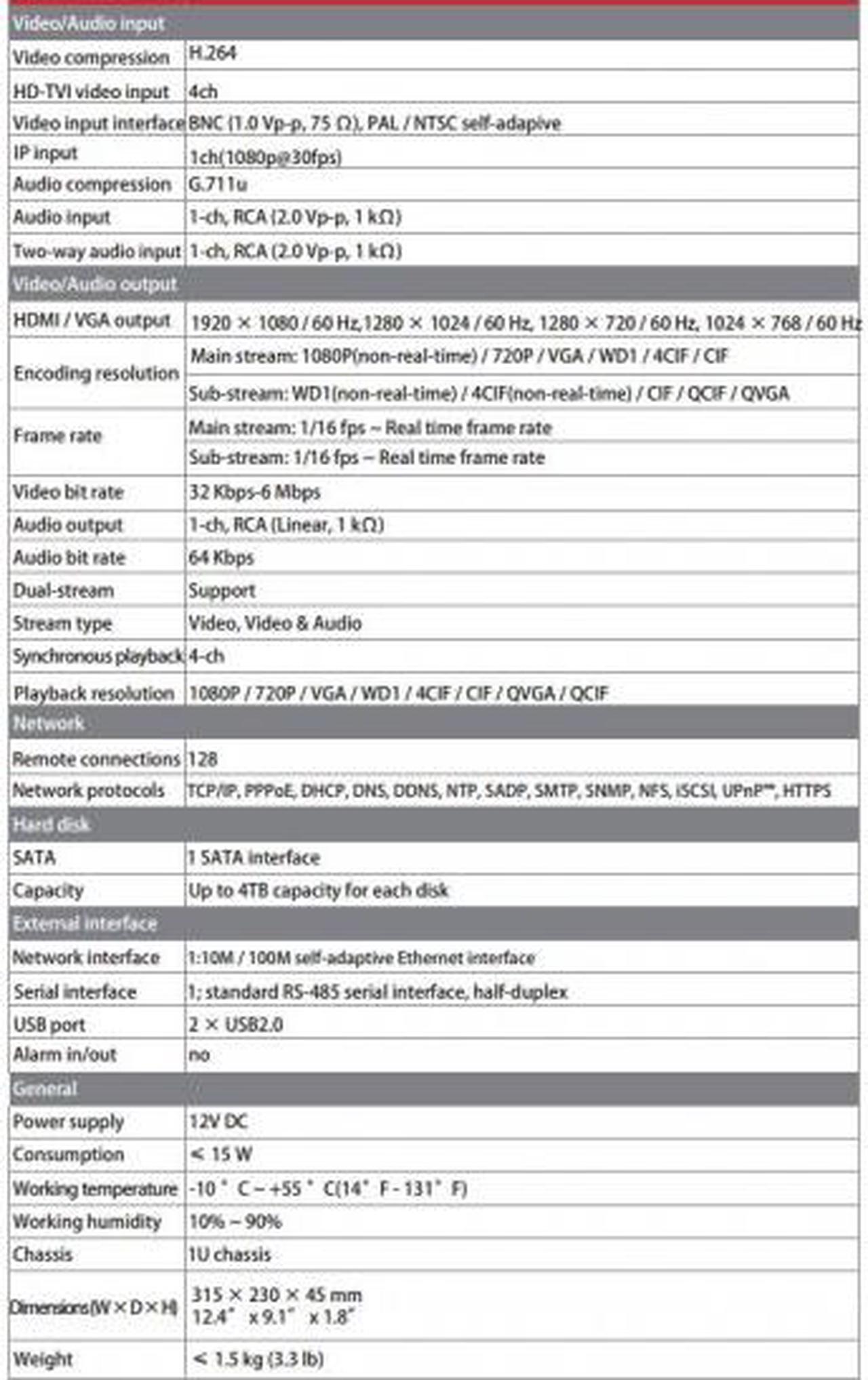 Alt view image 6 of 6 - LTS HD-TVI 4CH Hybrid LT 8304 DVR System, HD 1080P, Tribrid-Analog, HD-TVI and IP Cameras barebone