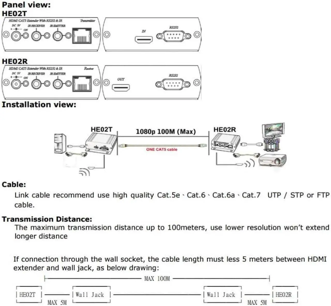 Alt view image 5 of 6 - HDMI CAT5 Extra Long Range Extender with RS232 & IR over single CAT5 cable