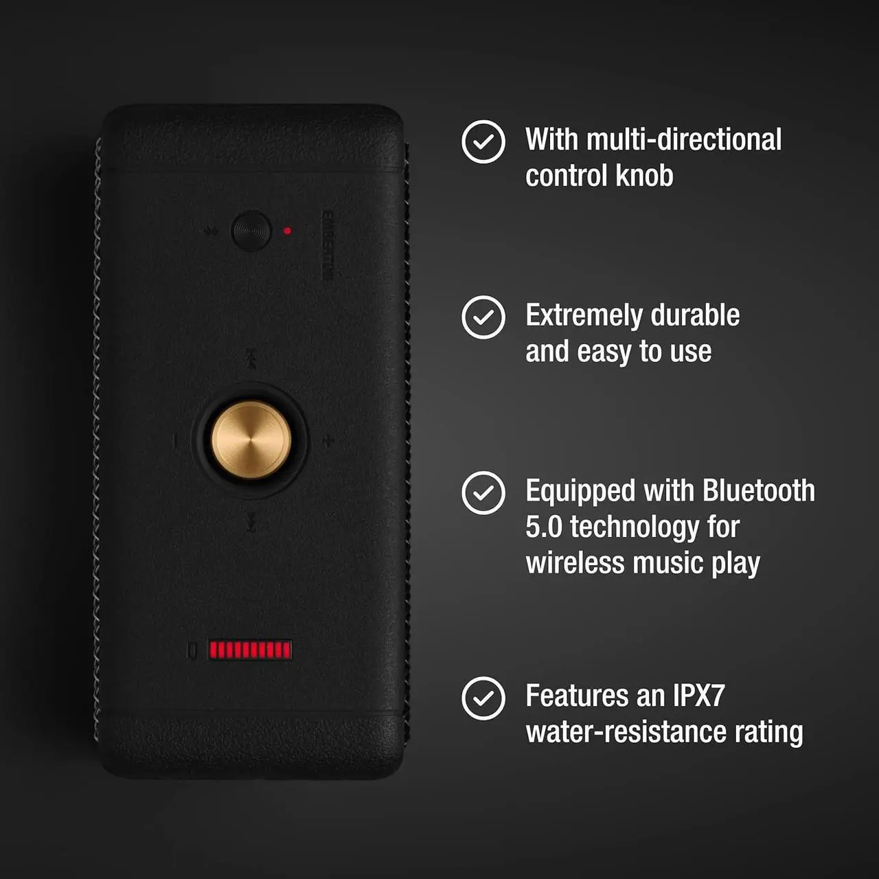 Alt view image 6 of 7 - Marshall Emberton Bluetooth Portable Speaker - Black