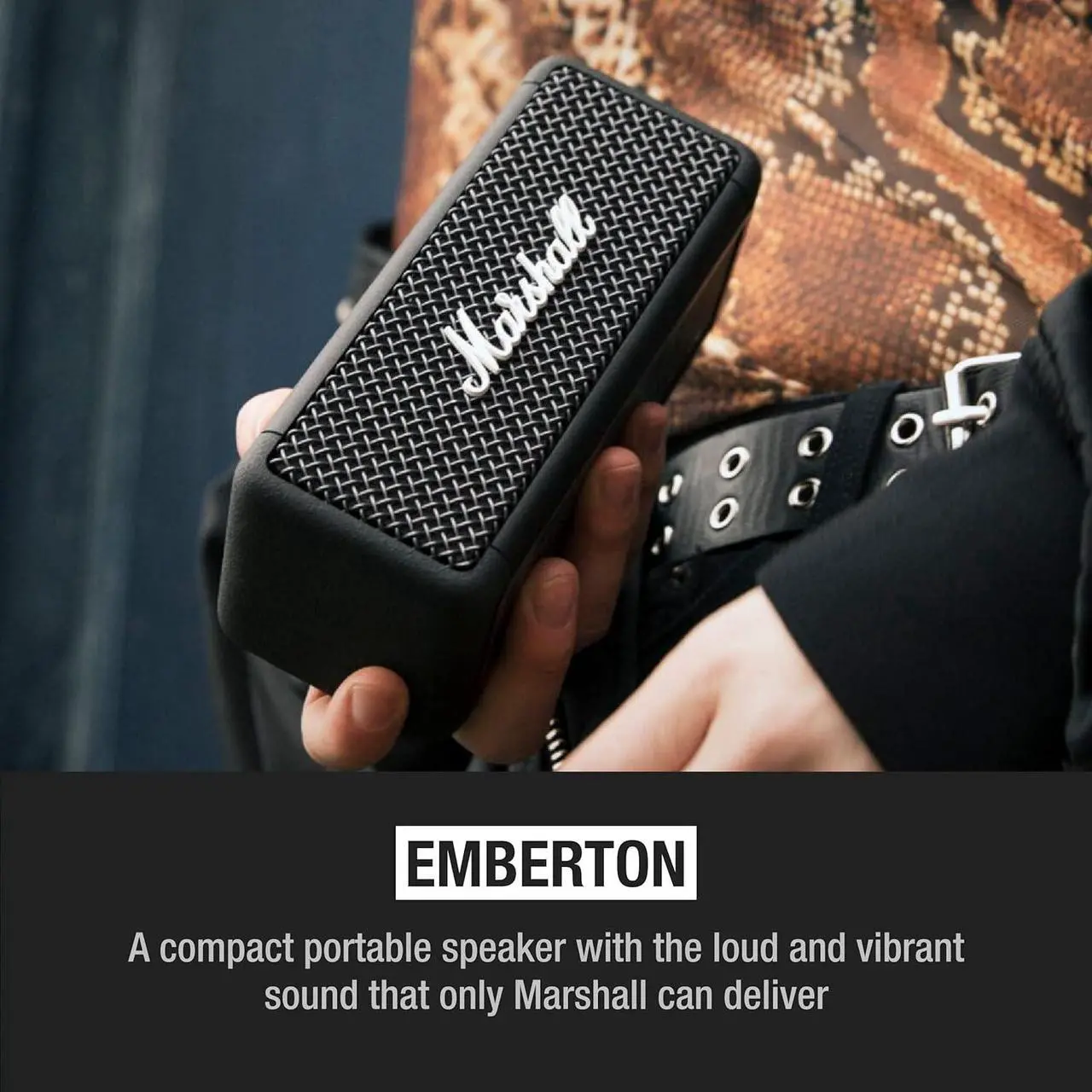 Alt view image 3 of 7 - Marshall Emberton Bluetooth Portable Speaker - Black