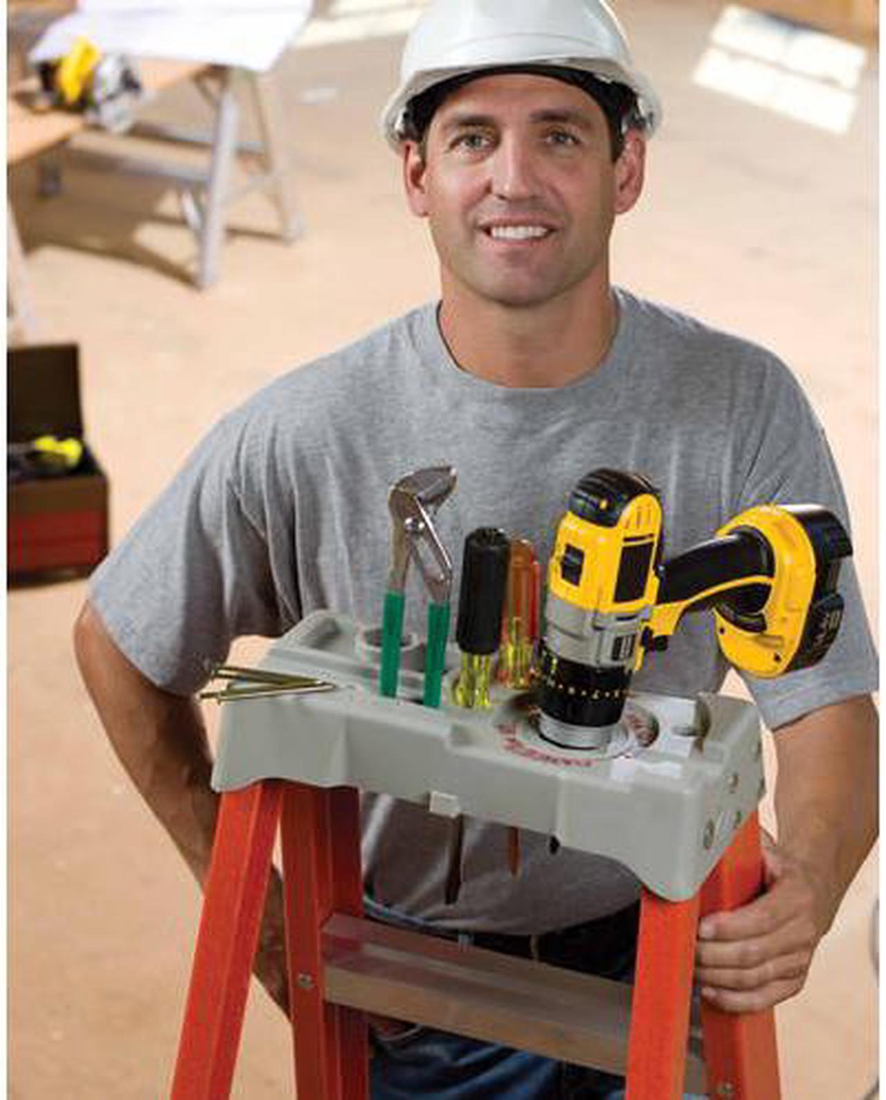 Alt view image 7 of 20 - Louisville Fiberglass Heavy Duty Step Ladder 50" 3-Step Orange FS1504
