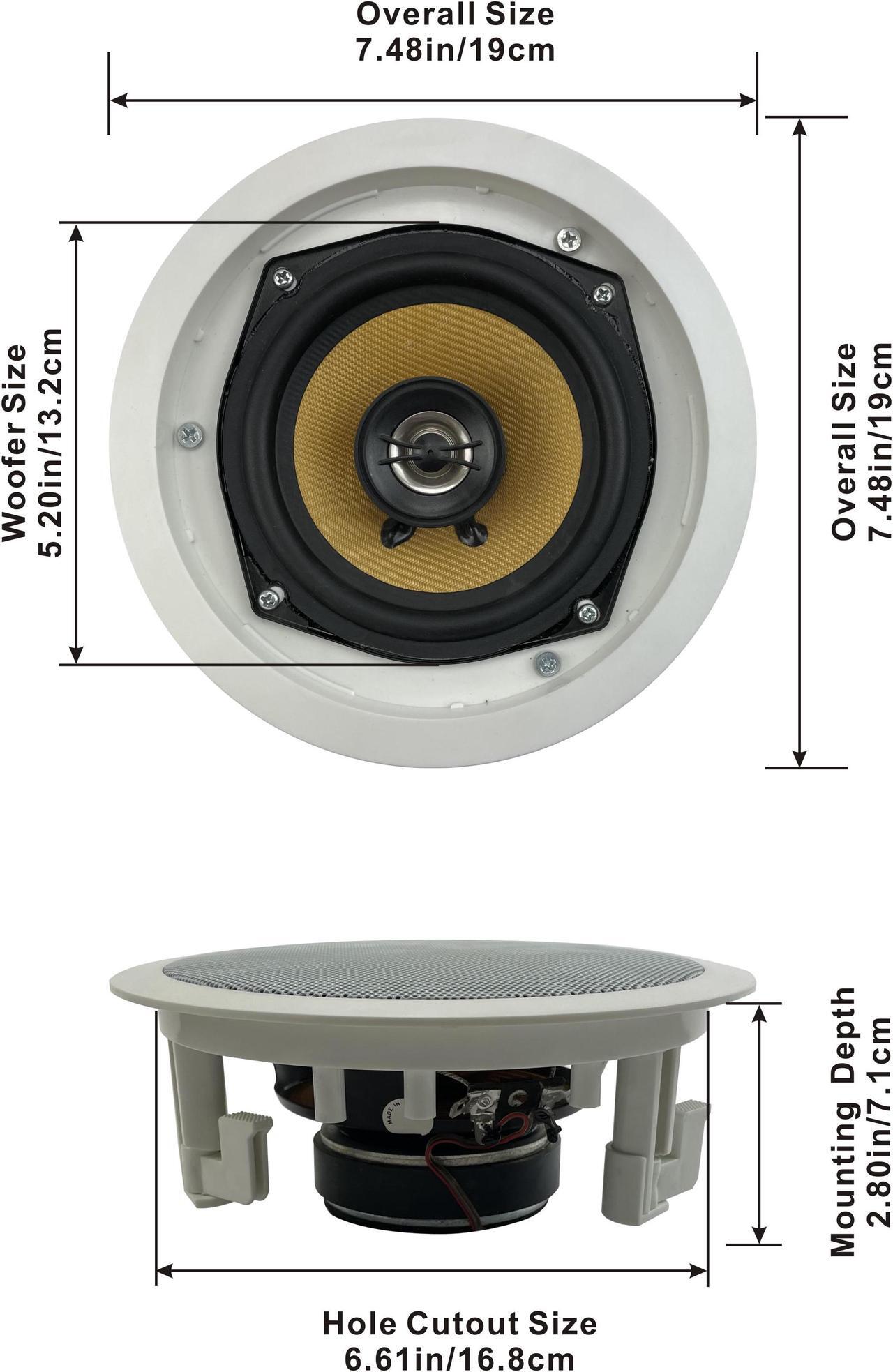 Alt view image 2 of 4 - Acoustic Audio HD-5 In Ceiling Speakers Home Theater Surround Sound 3 Pair Pack