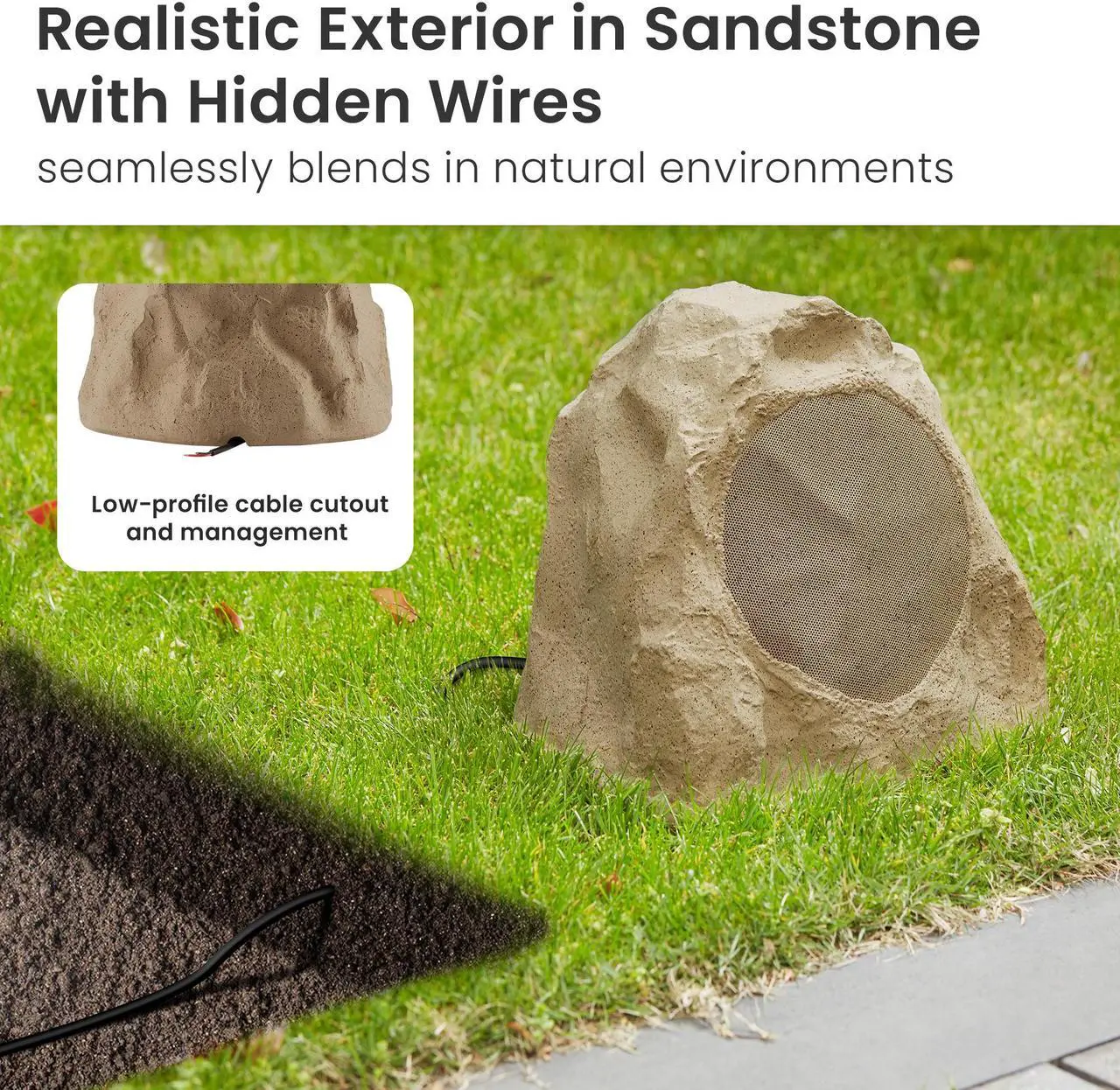Alt view image 2 of 7 - Theater Solutions 12R8S Outdoor Sandstone 8" Rock 12 Speaker Set for Deck Pool Spa Yard Garden