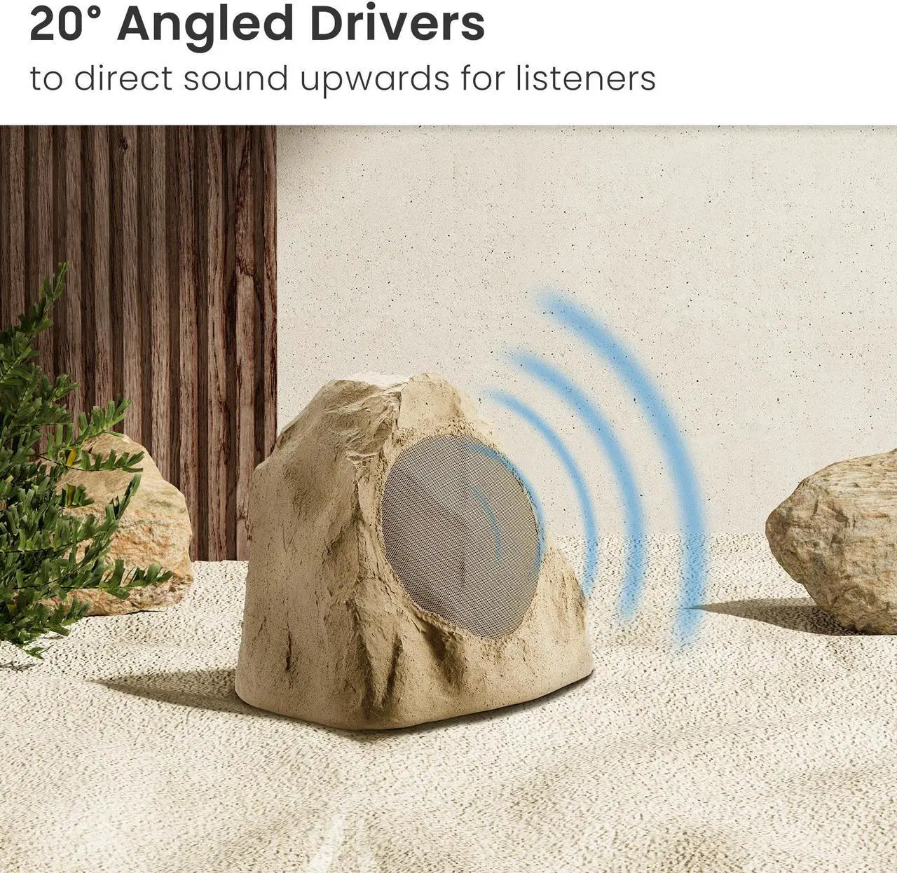 Alt view image 4 of 7 - Theater Solutions 12R8S Outdoor Sandstone 8" Rock 12 Speaker Set for Deck Pool Spa Yard Garden