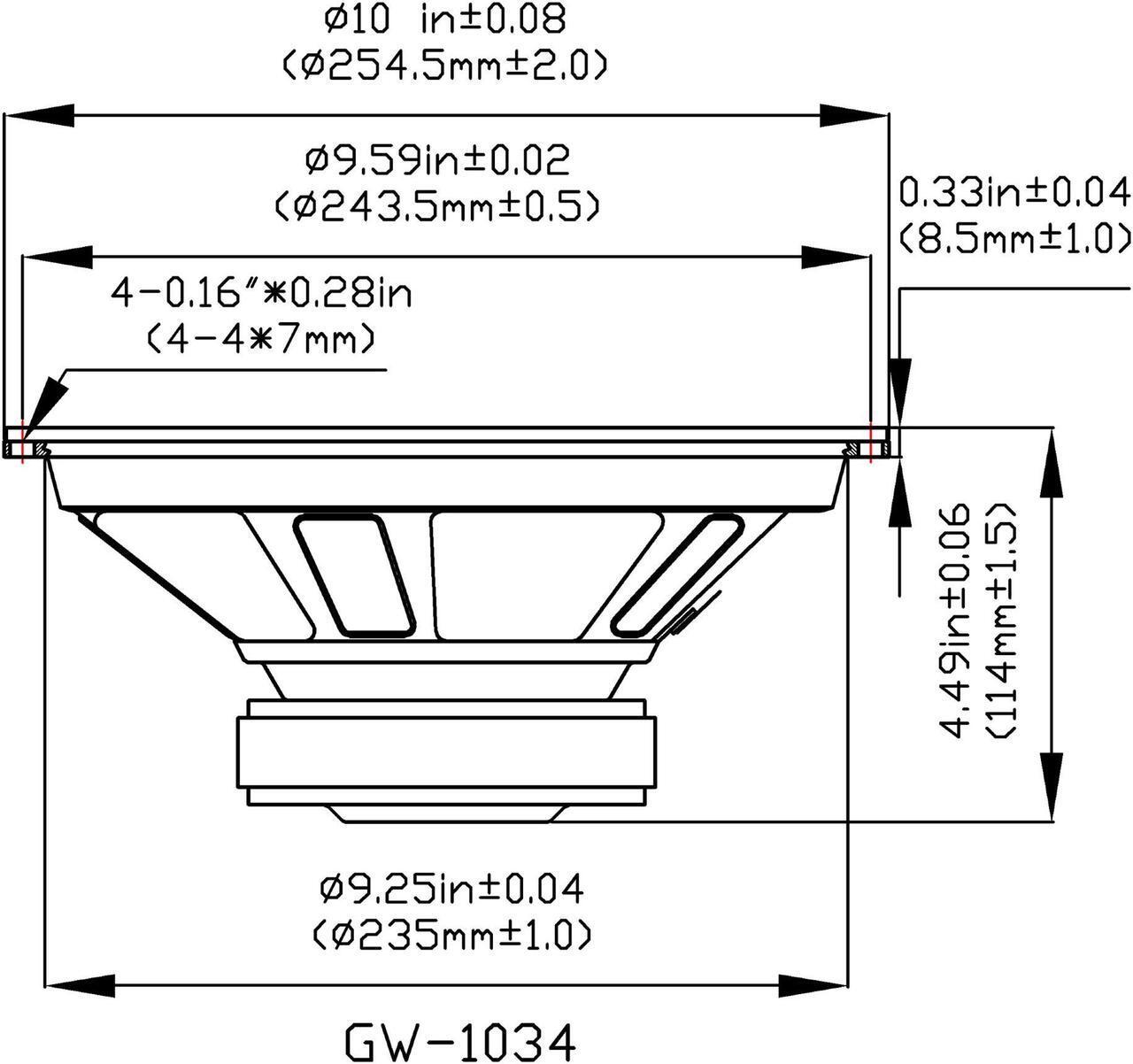 Alt view image 2 of 5 - 2 Goldwood Sound GW-1034 Rubber Surround 10" Woofers 250 Watts each 4ohm Replacement Speakers