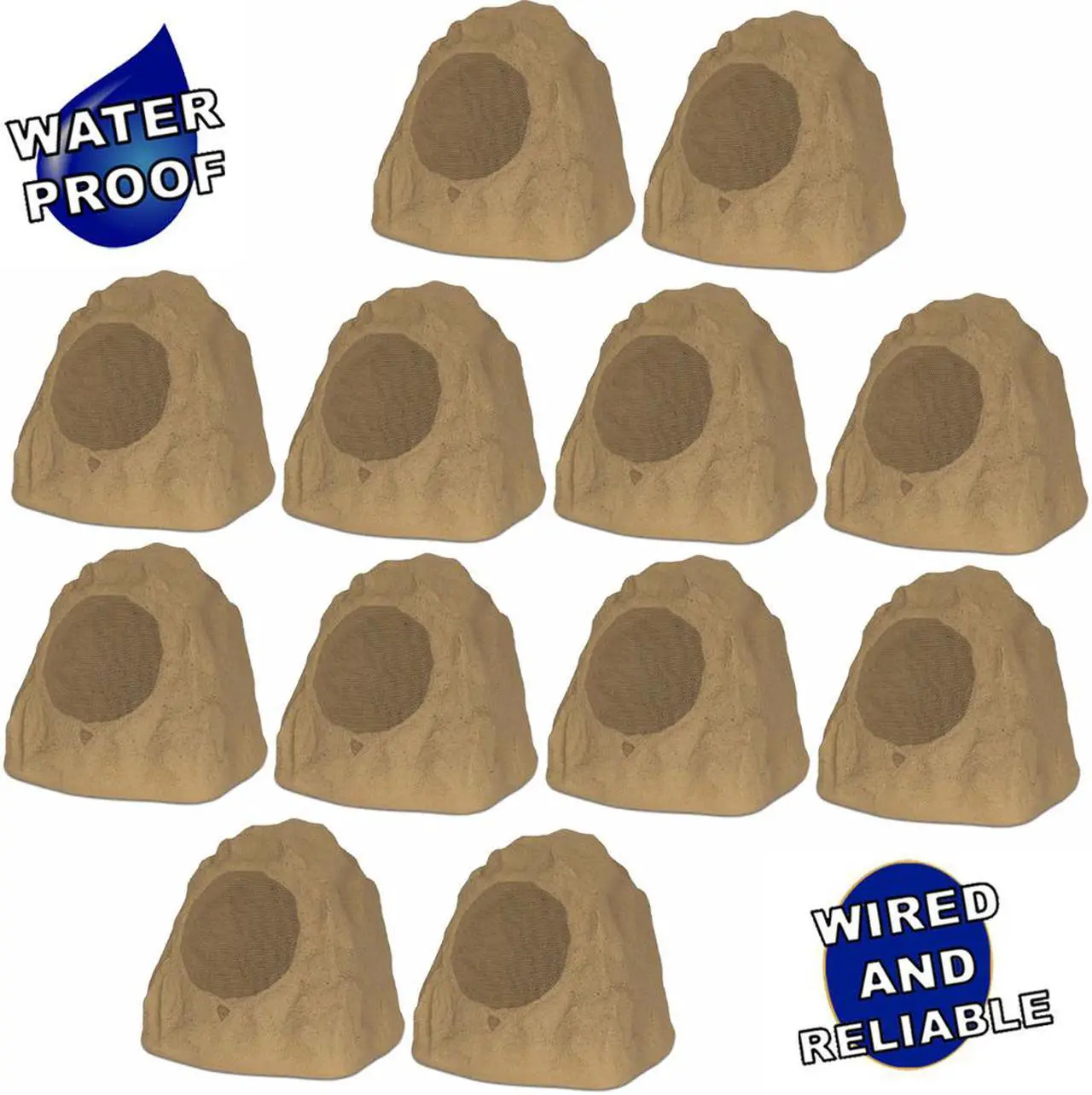 Main image of Theater Solutions 12R8S Outdoor Sandstone 8" Rock 12 Speaker Set for Deck Pool Spa Yard Garden